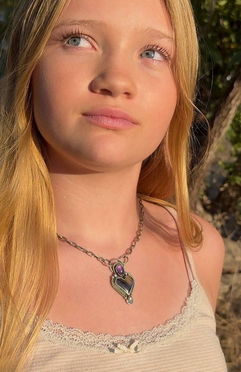 One-of-a-kind Amethyst and Montana Agate 19.75 inch sterling silver gemstone necklace.