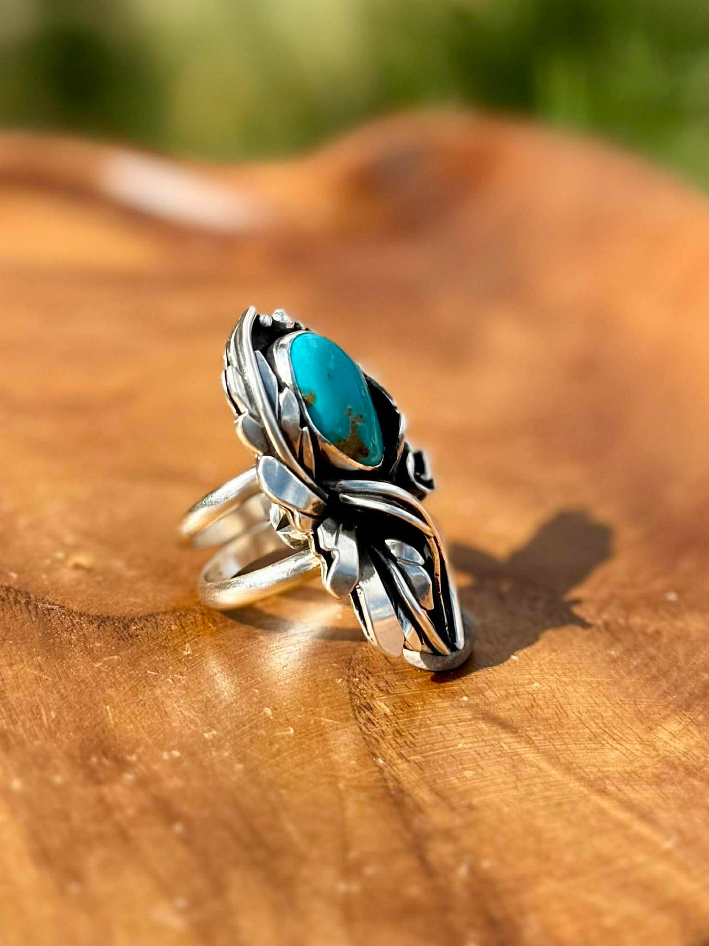 Royston Turquoise Blossom Ring – Handcrafted Sterling Silver