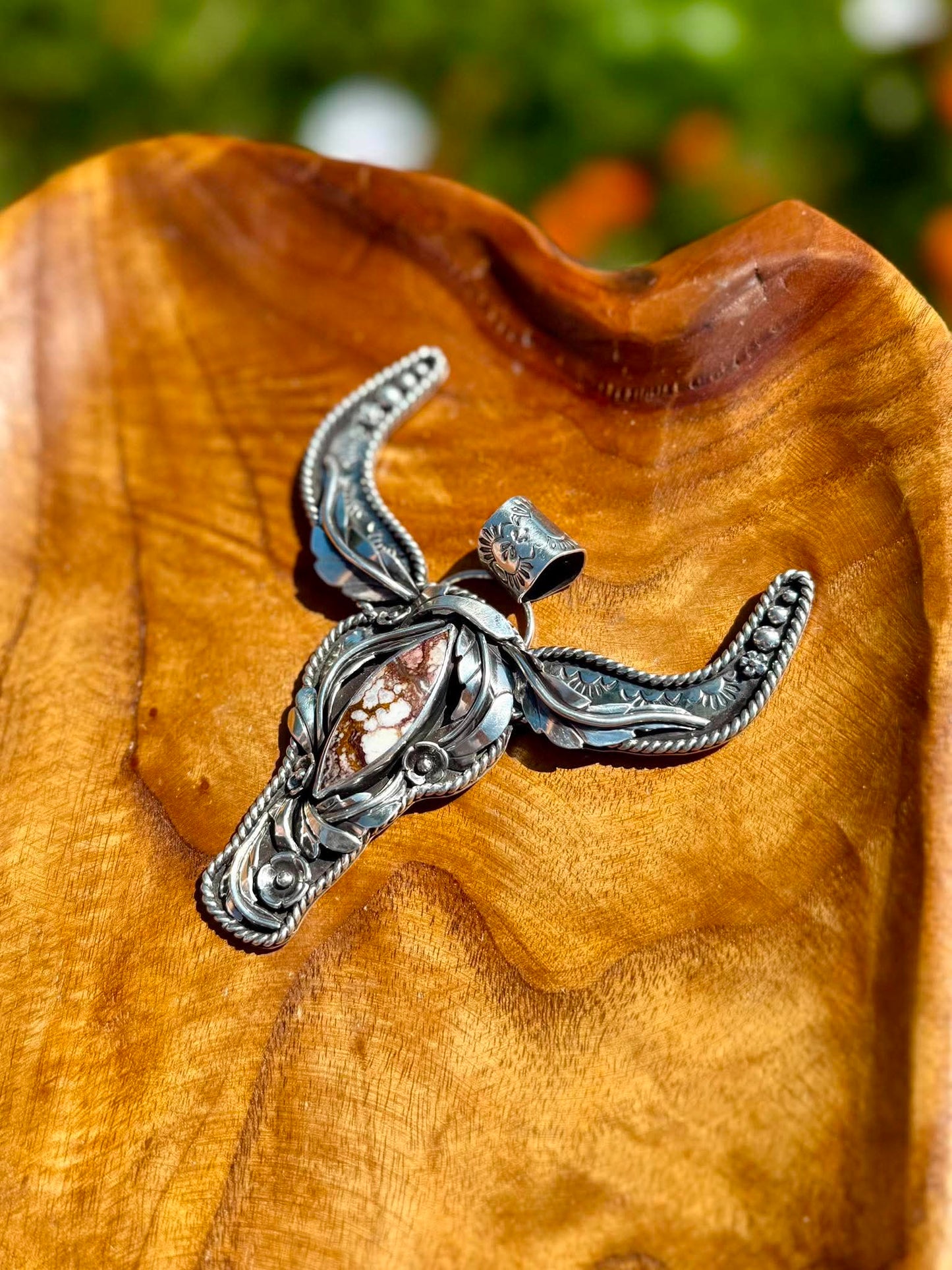 Custom Wildhorse Longhorn Statement Pendant – Sterling Silver | One of a Kind - Vivian
