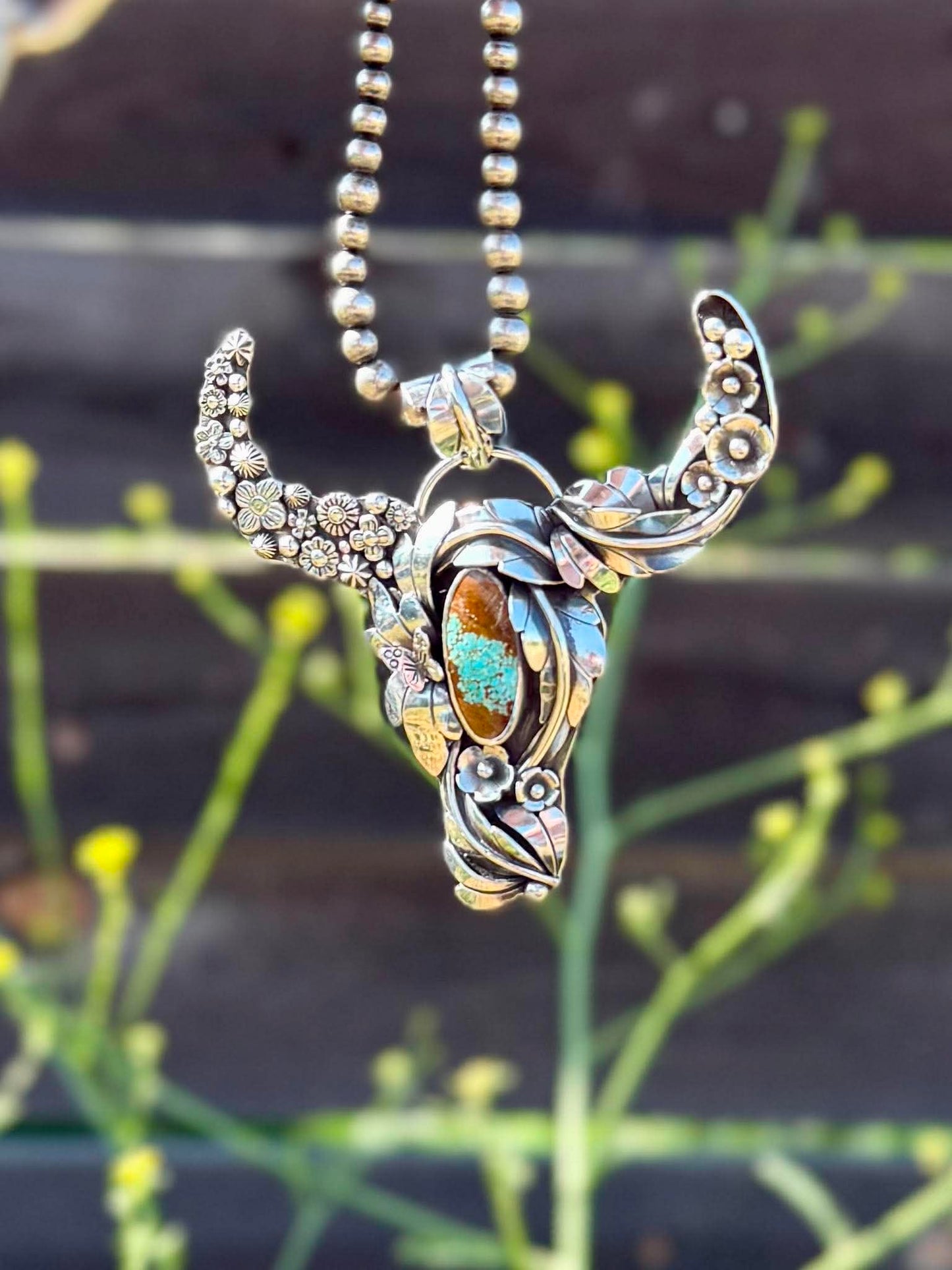Mine 8 Turquoise Longhorn Statement Pendant – Sterling Silver | One of a Kind