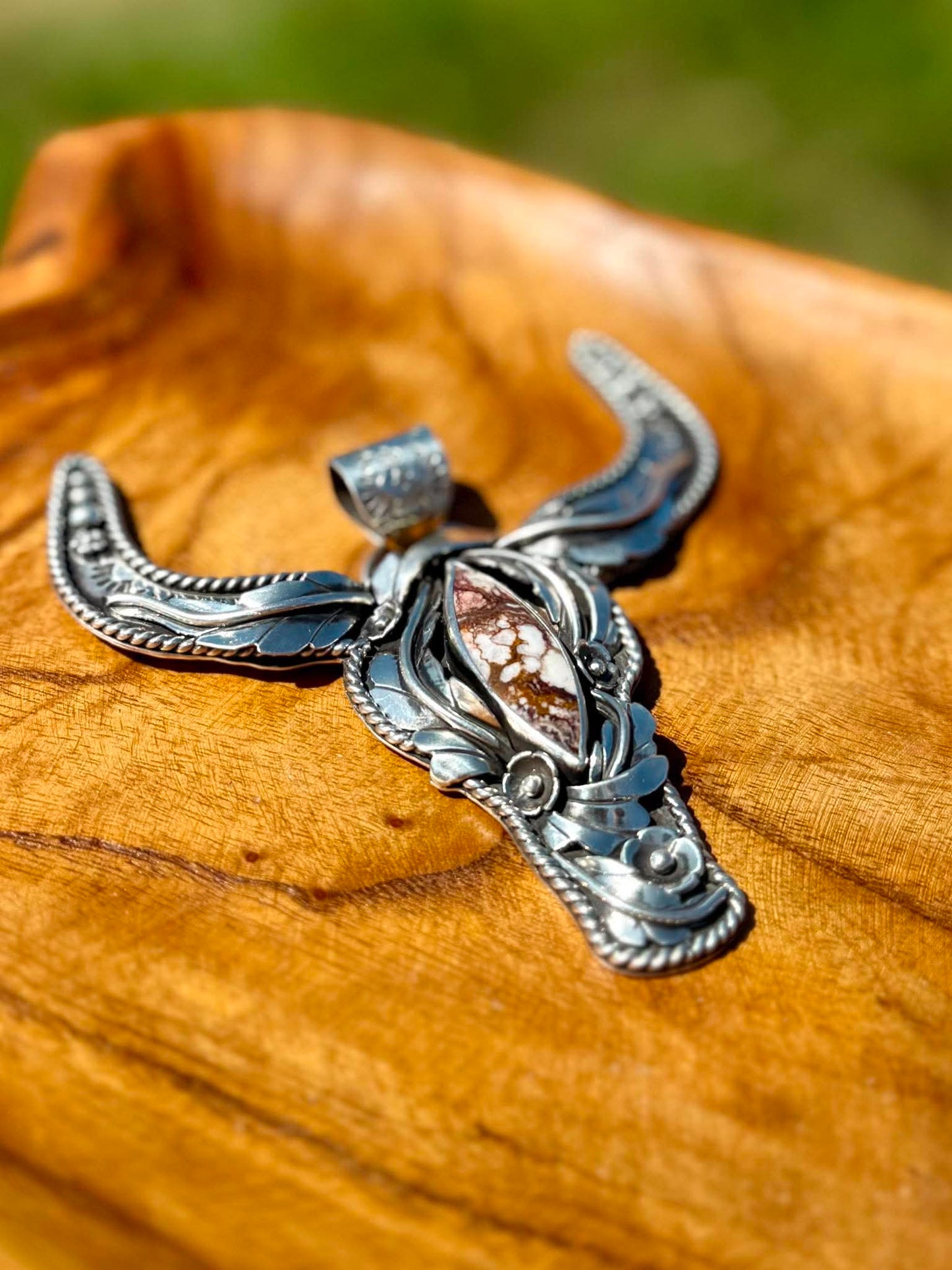 Custom Wildhorse Longhorn Statement Pendant – Sterling Silver | One of a Kind - Vivian