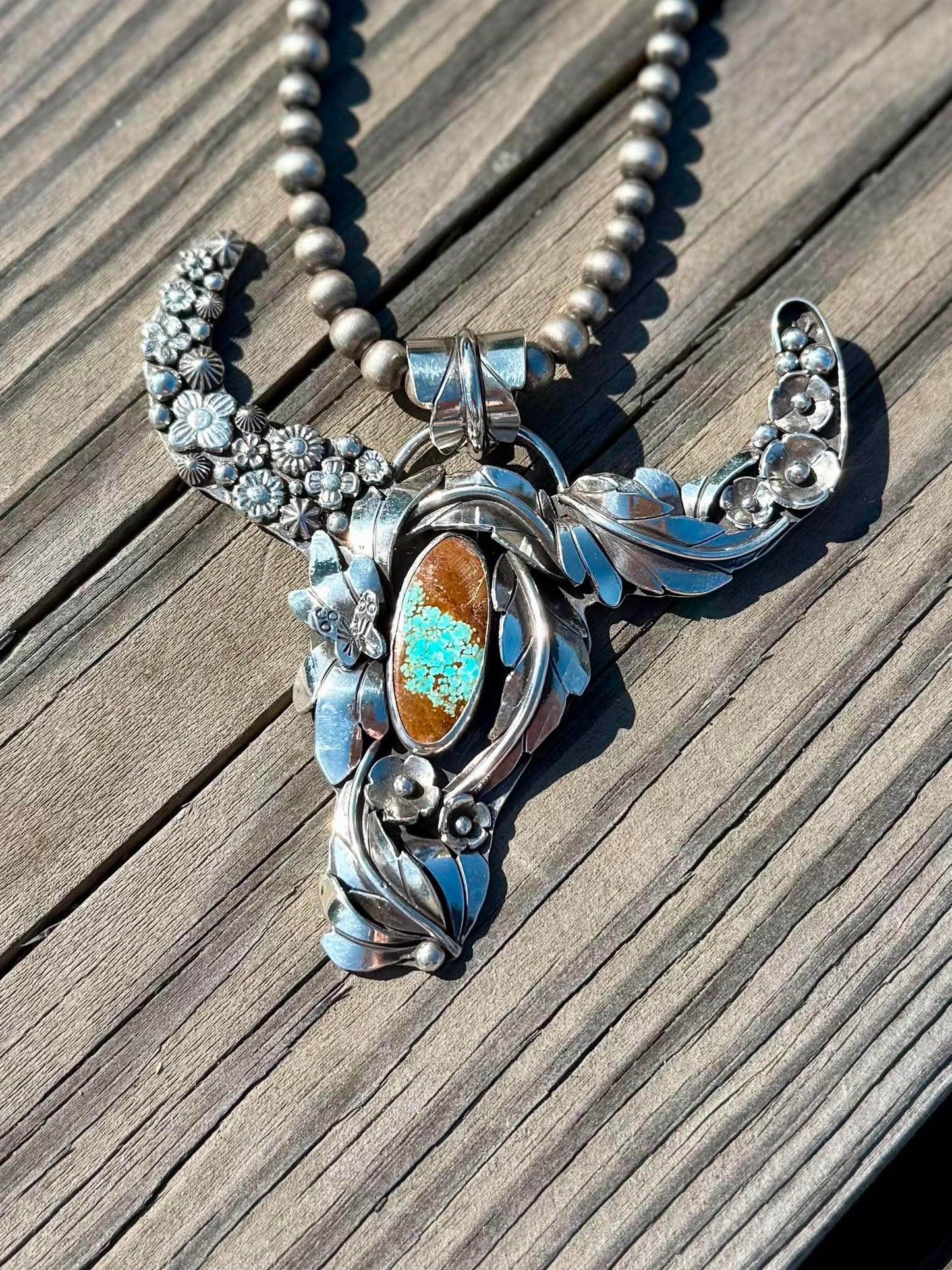 Mine 8 Turquoise Longhorn Statement Pendant – Sterling Silver | One of a Kind