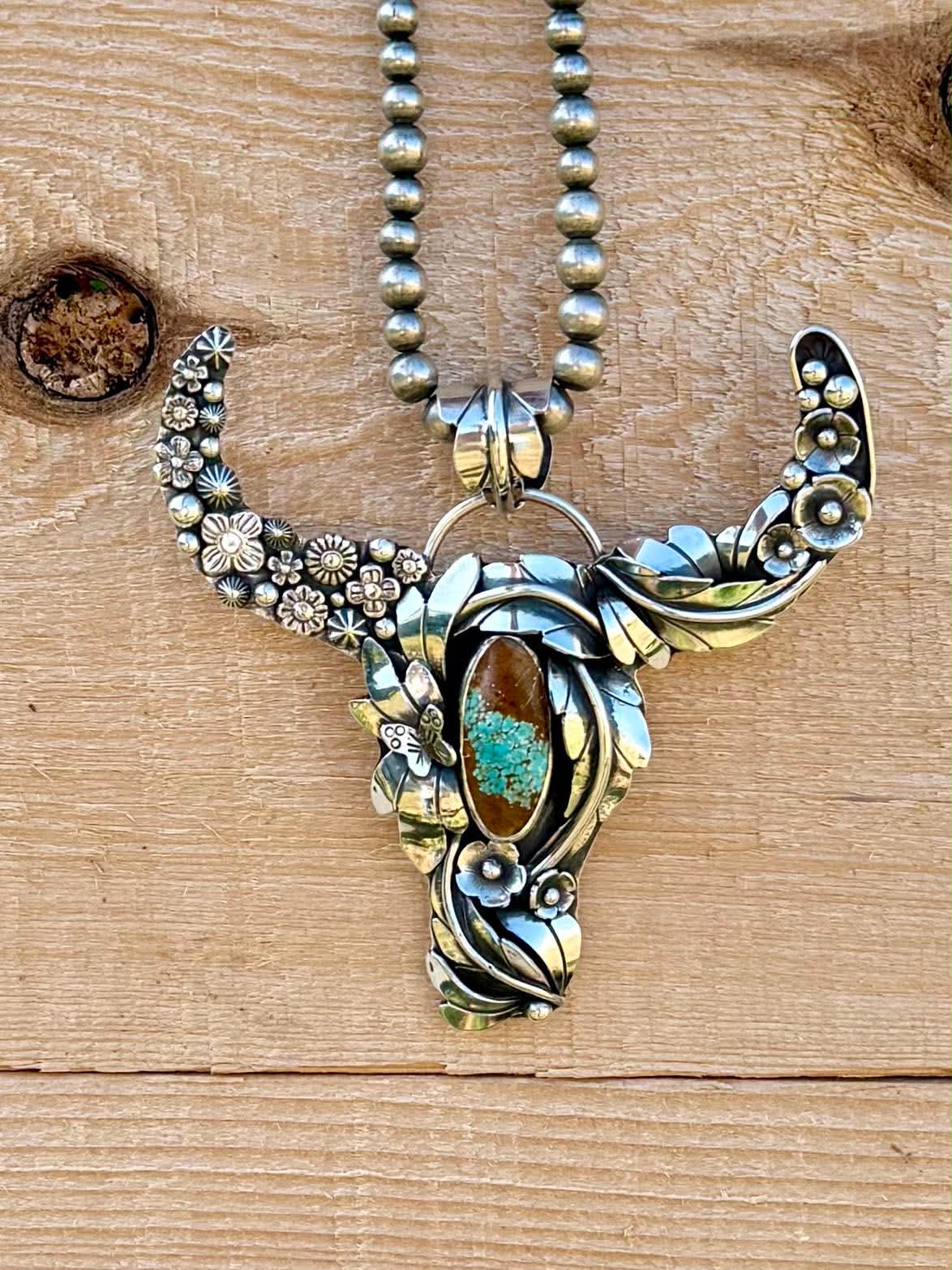 Mine 8 Turquoise Longhorn Statement Pendant – Sterling Silver | One of a Kind