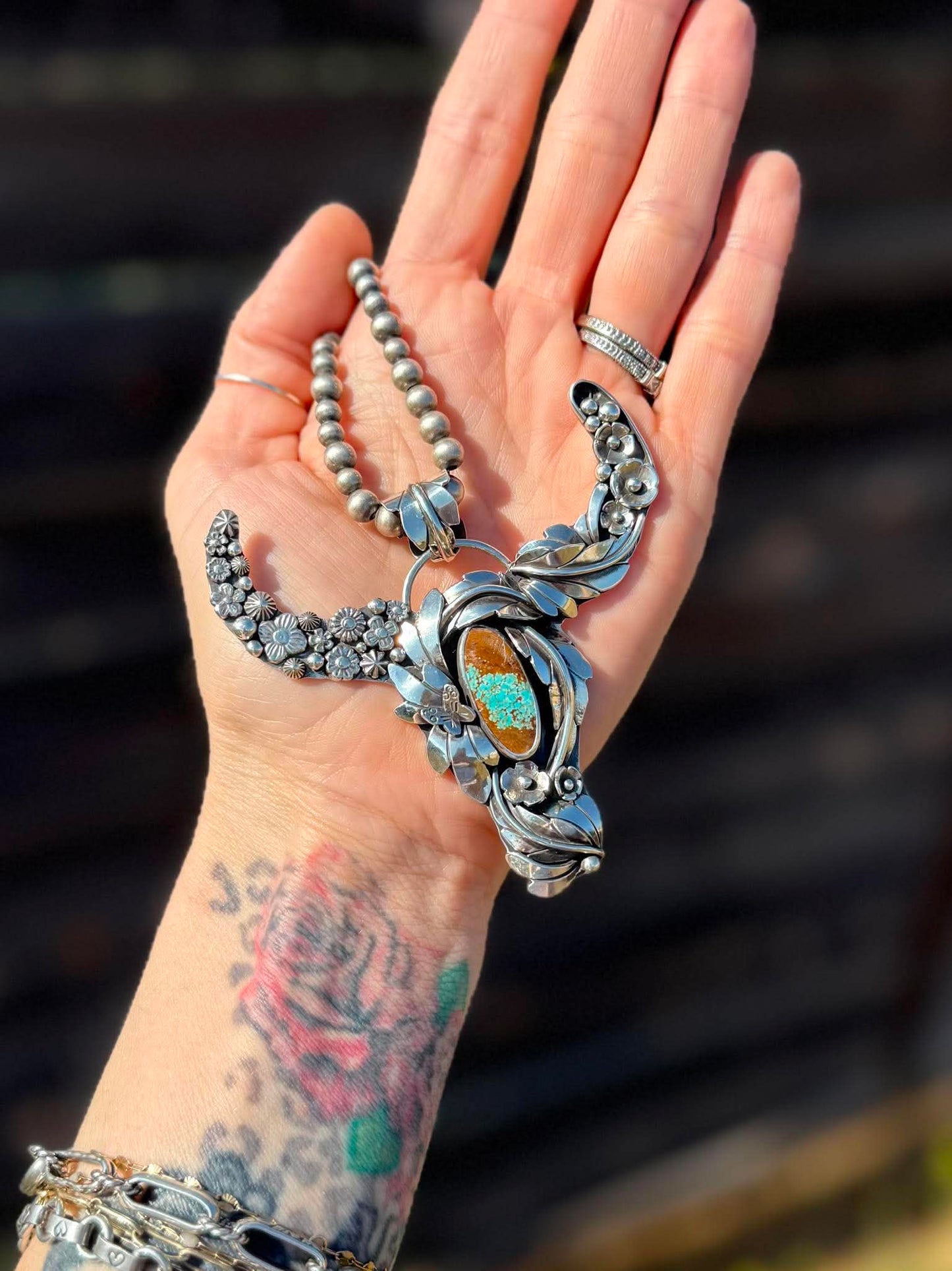 Mine 8 Turquoise Longhorn Statement Pendant – Sterling Silver | One of a Kind