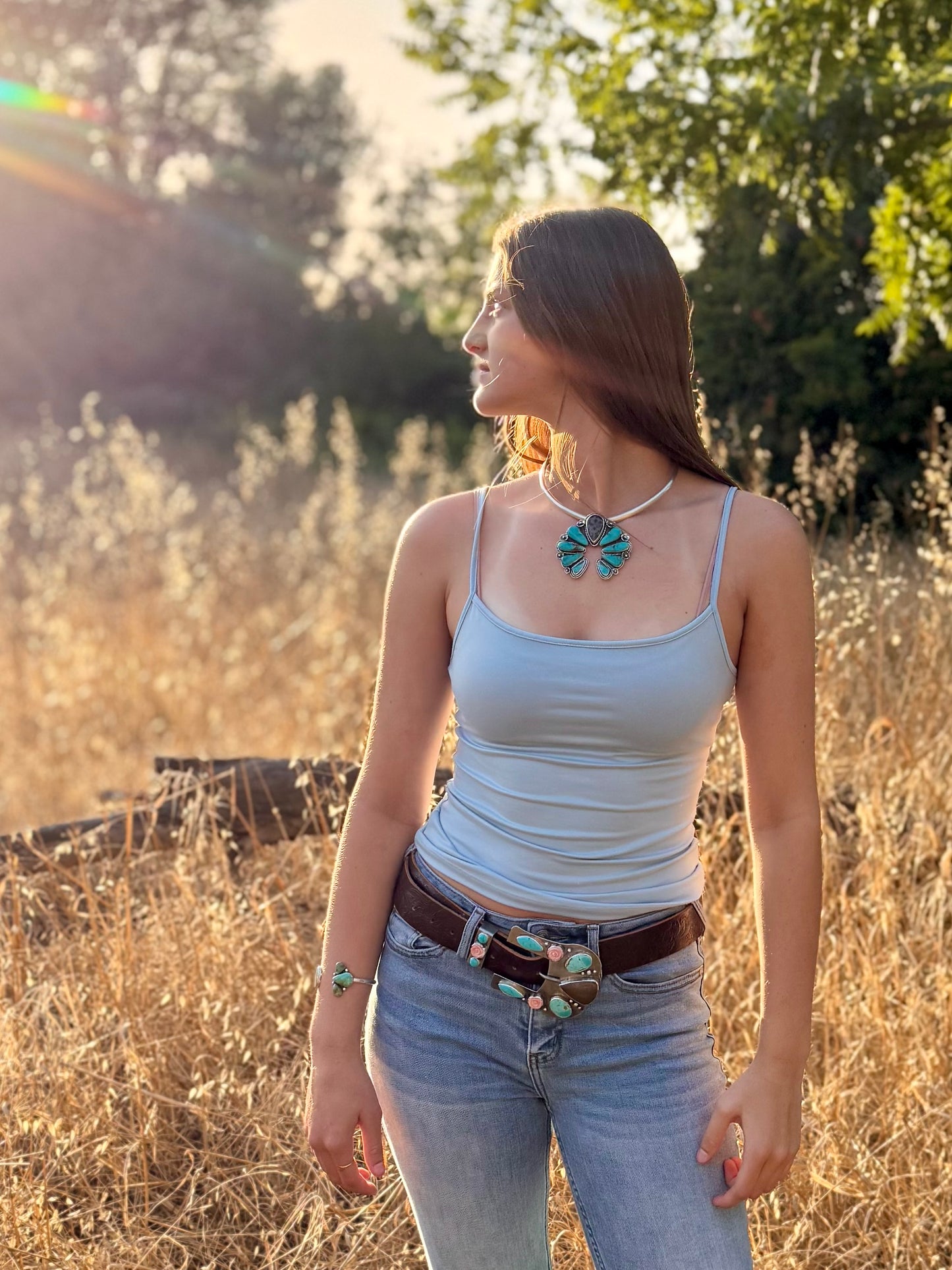 Naja Statement Pendant – Cheetah Agate, Royston Turquoise & Sterling Silver | One of a Kind