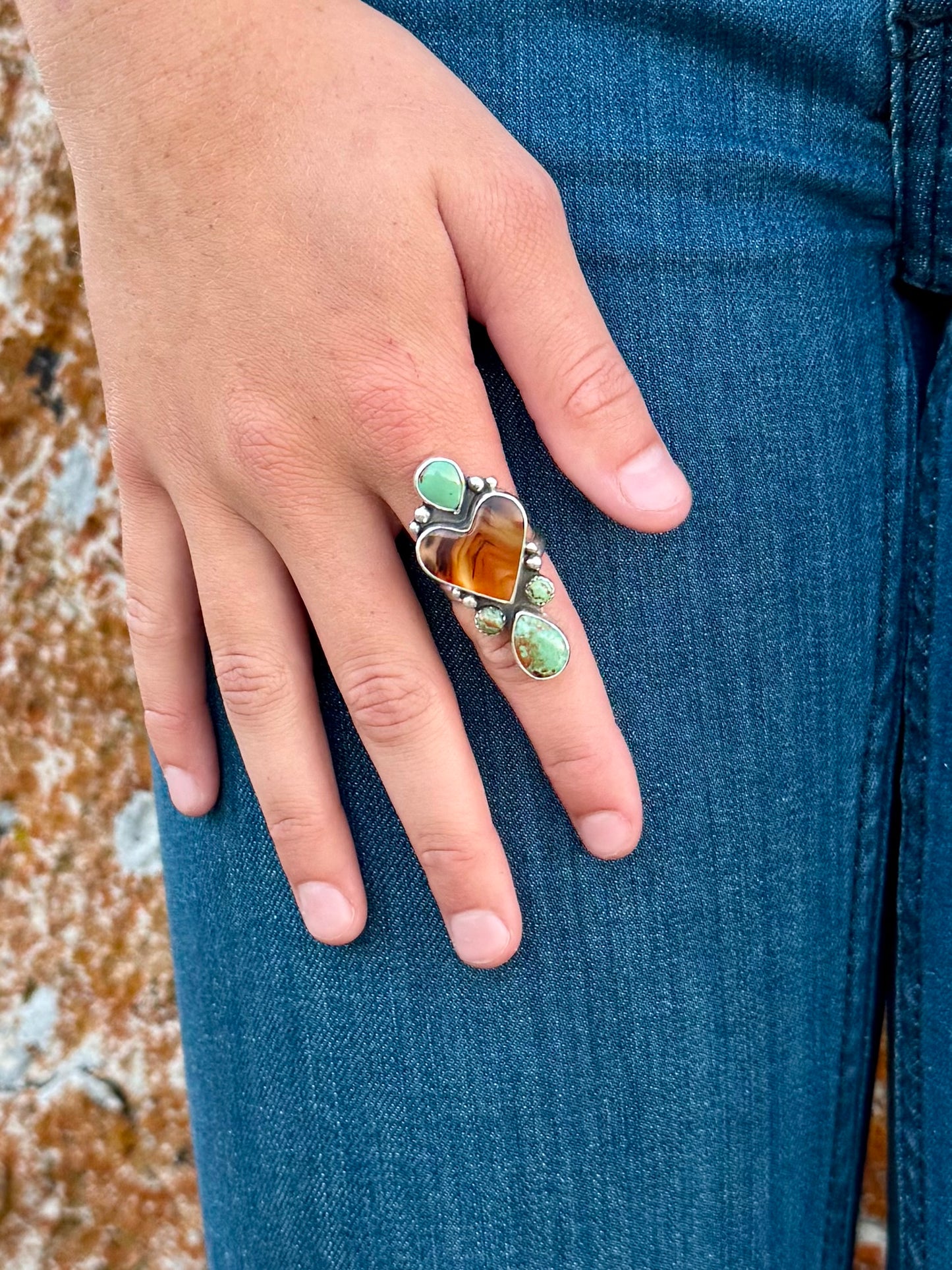 Montana Agate & Kingman Turquoise Split Shank Ring | Montana Collection