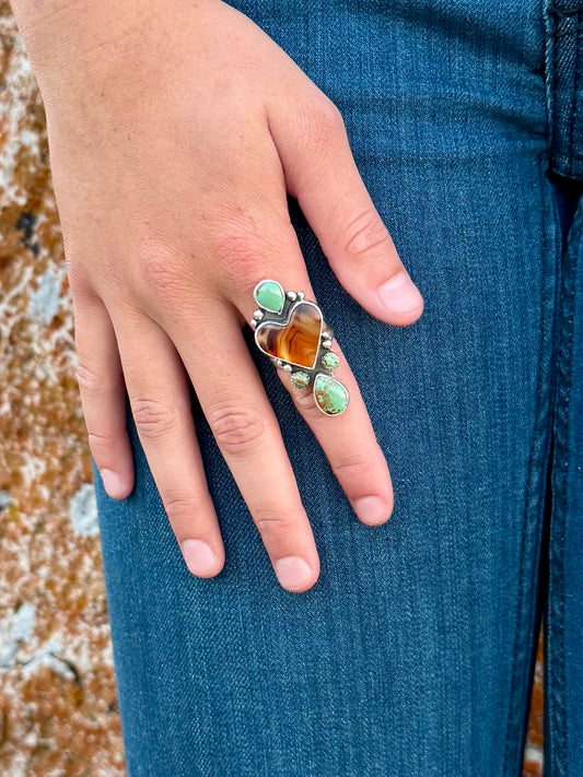Montana Agate & Kingman Turquoise Split Shank Ring | Montana Collection