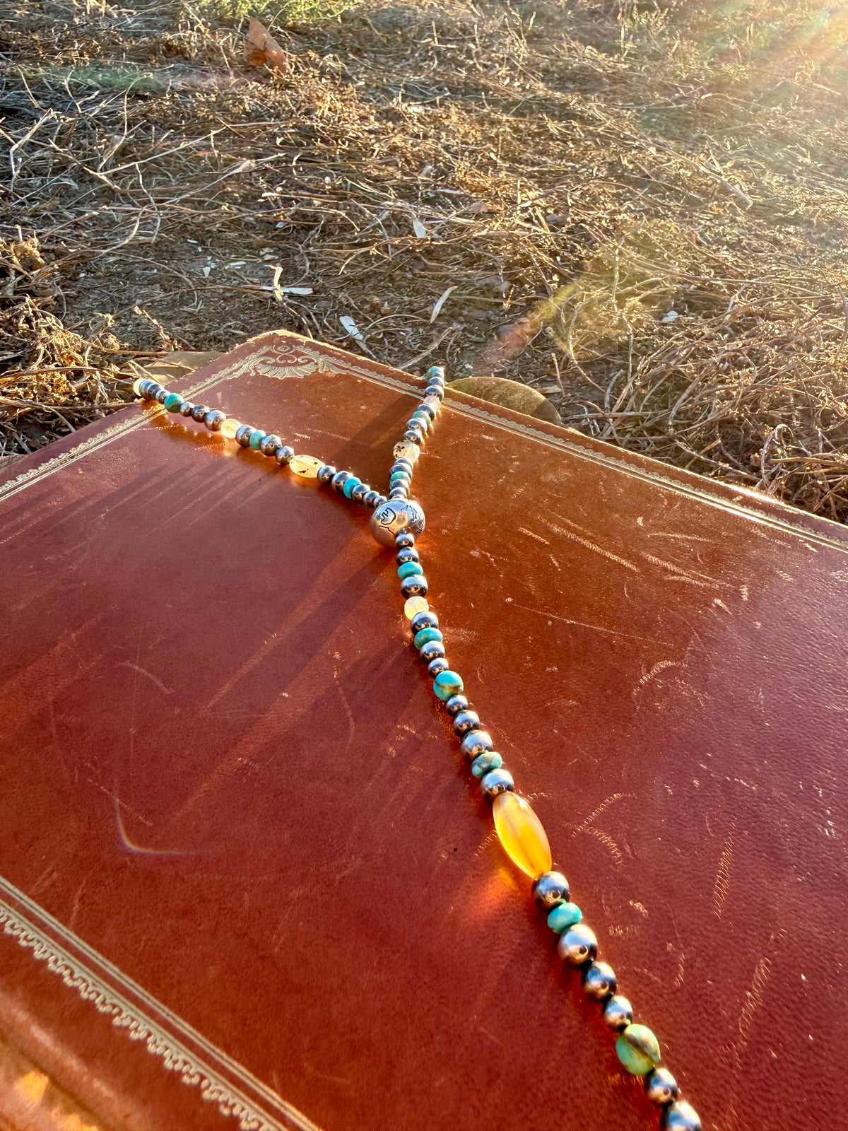 Montana Agate & Kingman Turquoise Sterling Silver Lariat Necklace | Montana Collection