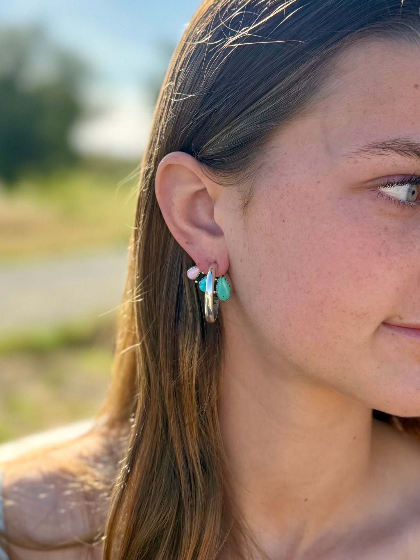Turquoise & Pink Conch Earring Jackets – Convertible Sterling Silver