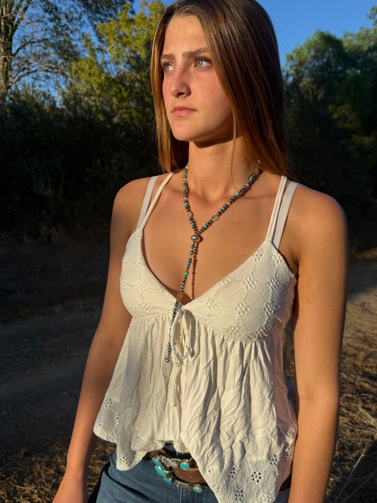 Montana Agate & Kingman Turquoise Sterling Silver Lariat Necklace | Montana Collection