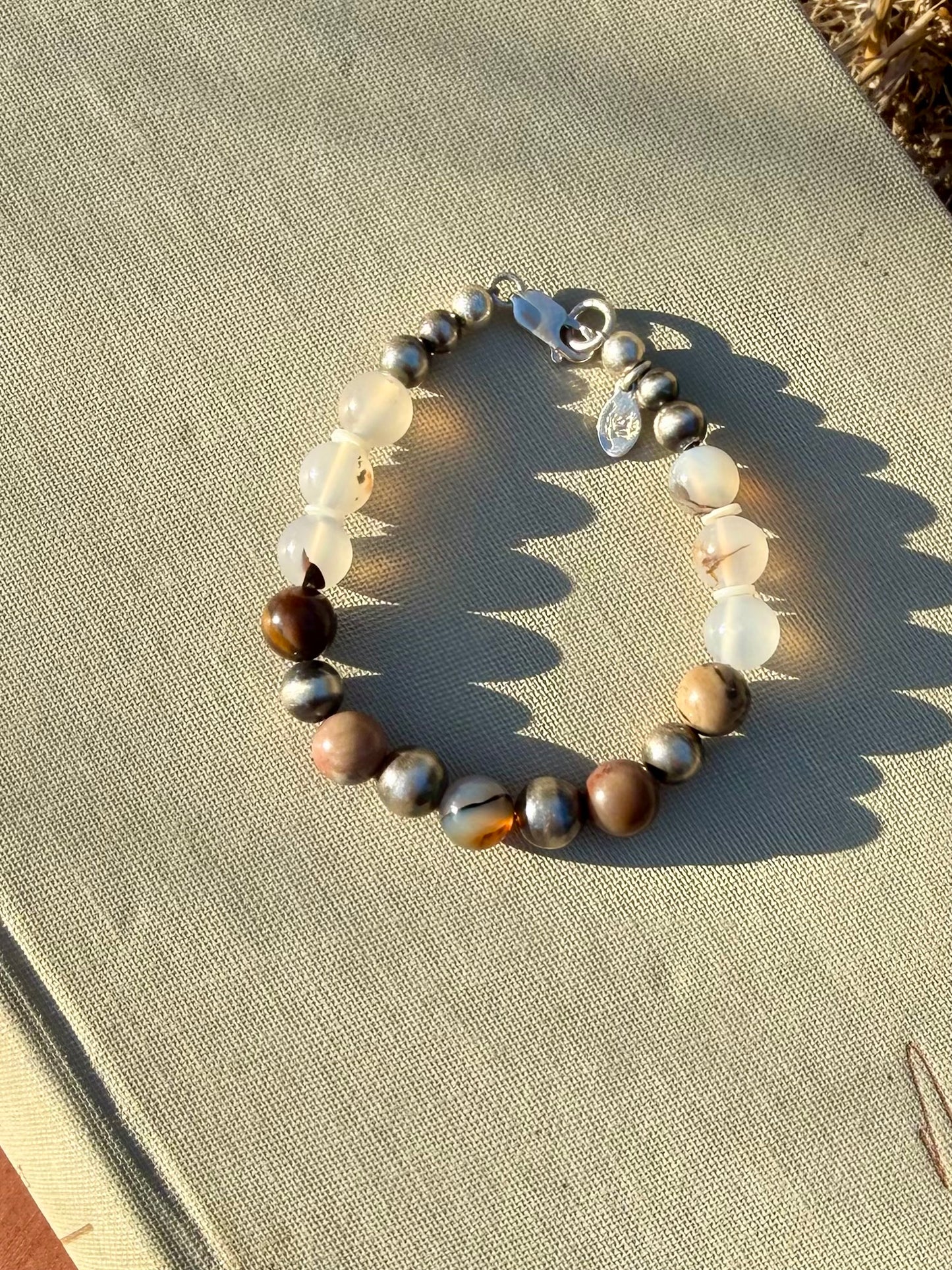Montana Agate & Petrified Wood Sterling Silver Beaded Bracelet | Montana Collection