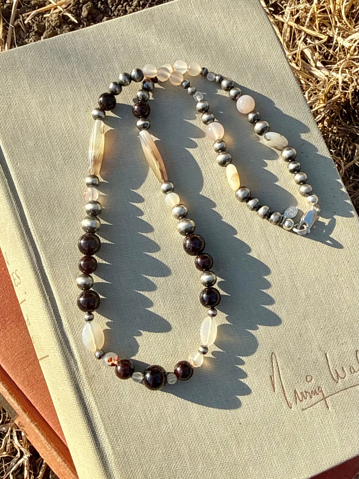 Montana Agate & Star Garnet Sterling Silver Beaded Necklace | Montana Collection