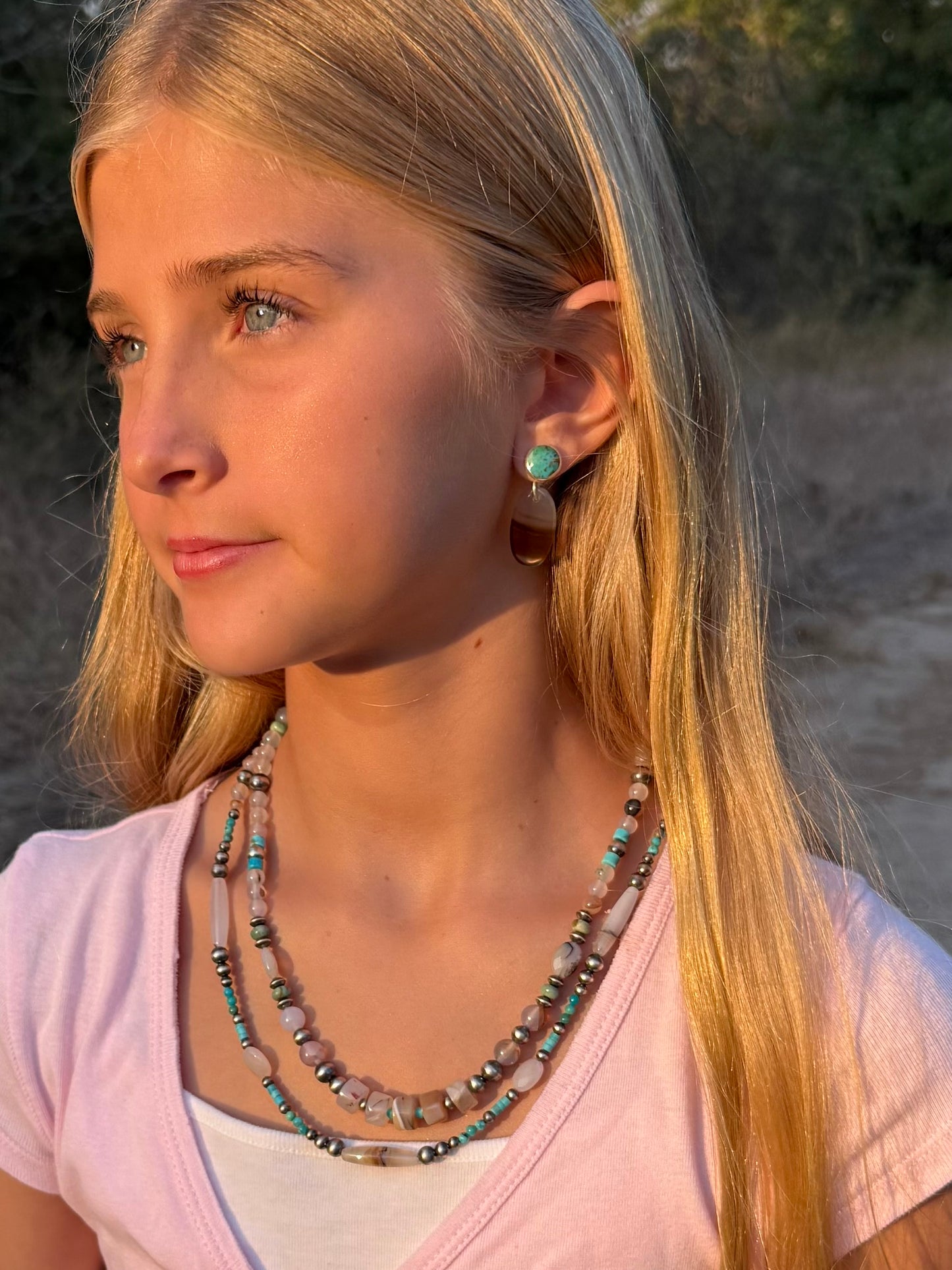 Montana Agate & Kingman Turquoise Sterling Silver Beaded Necklace| Montana Collection