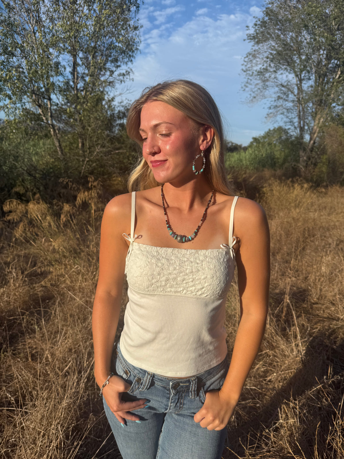 Montana Agate, Garnet, Amethyst & Kingman Turquoise Beaded Necklace | Montana Collection