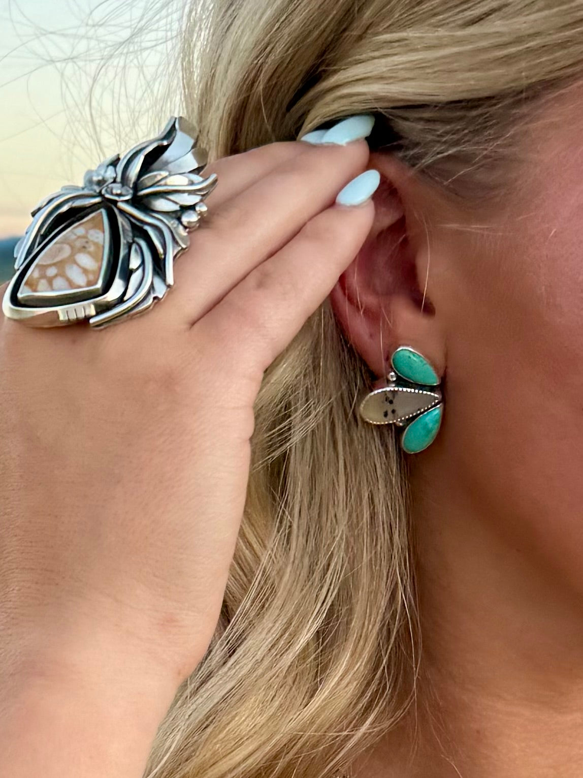 Montana Agate & Kingman Turquoise Sterling Silver Earrings | Montana Collection