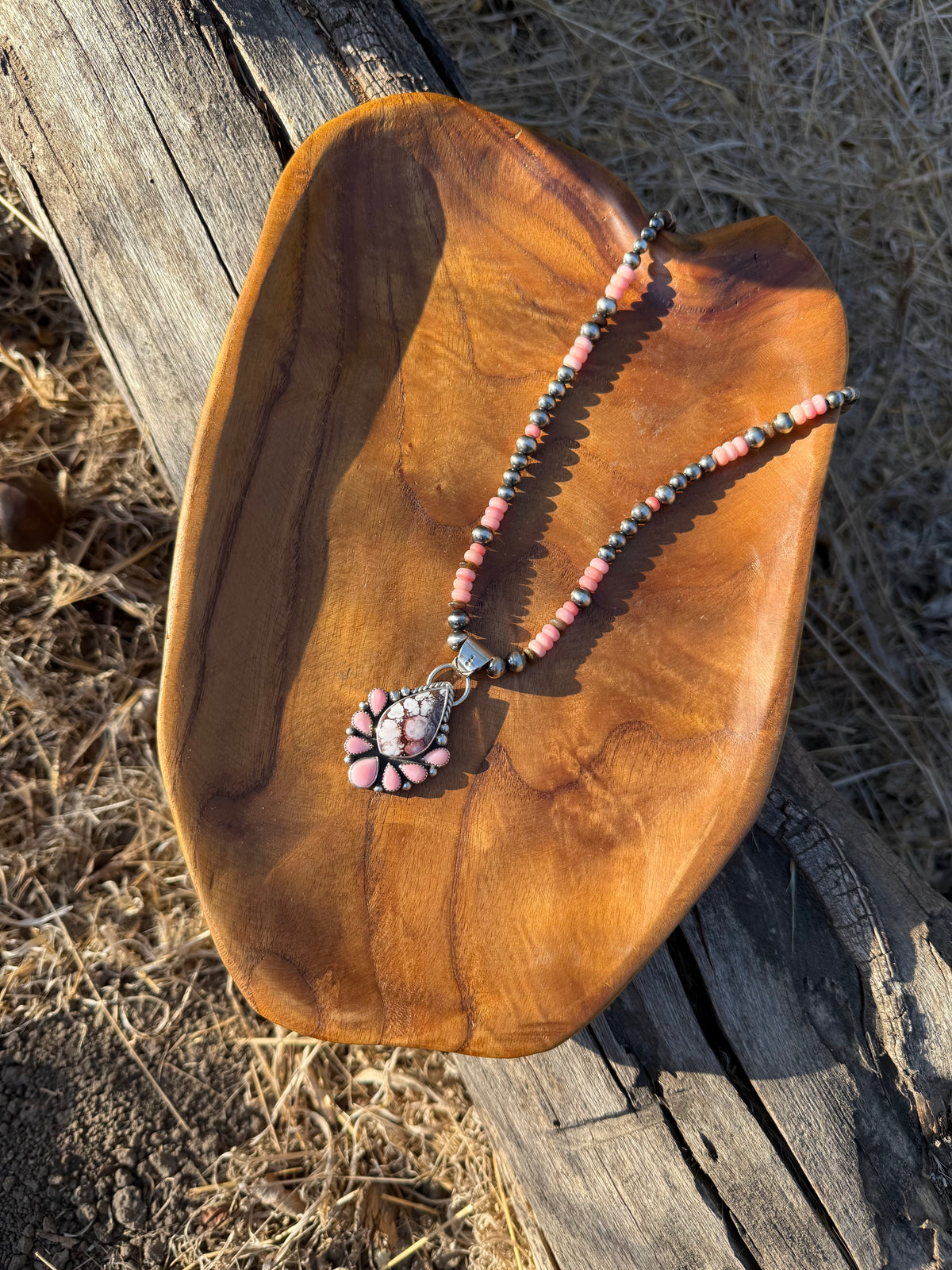 Pink Conch, Montana Agate & Sterling Silver Pearl Necklace | Montana Collection