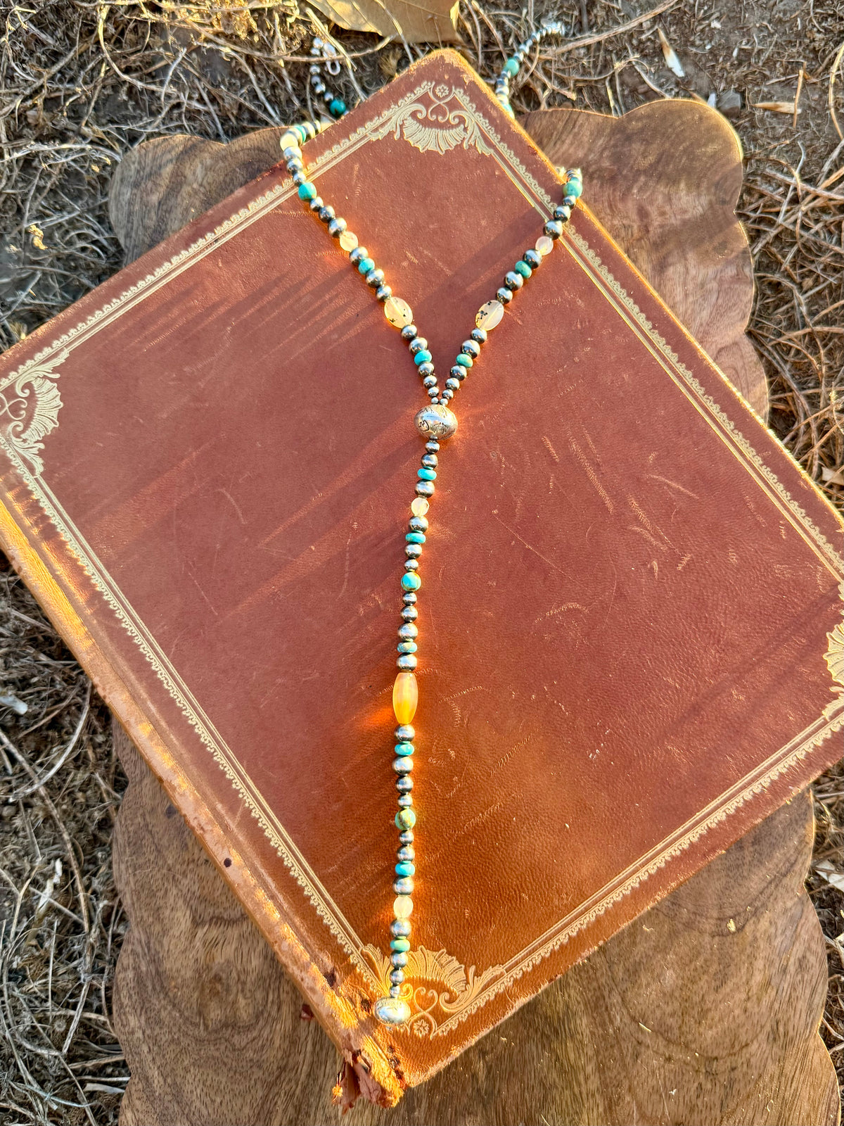 Montana Agate & Kingman Turquoise Sterling Silver Lariat Necklace | Montana Collection