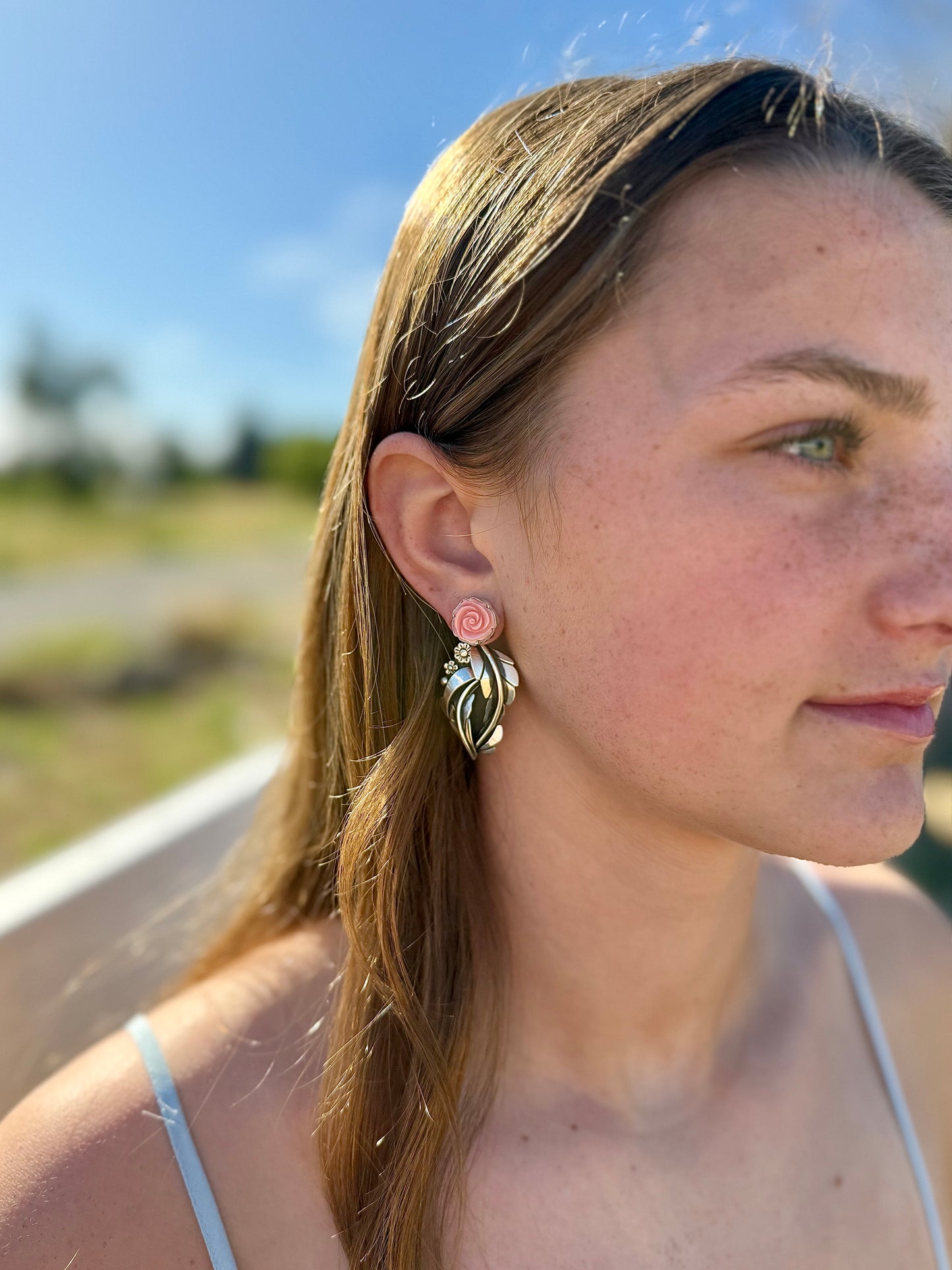 Pink Conch Boho Earring Jackets – Convertible Sterling Silver Statement Earrings
