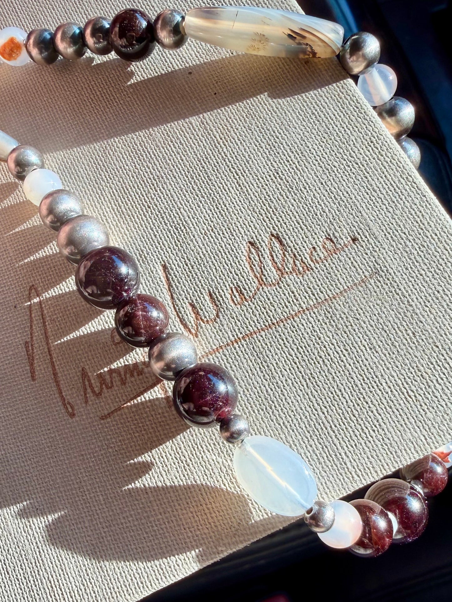 Montana Agate & Star Garnet Sterling Silver Beaded Necklace | Montana Collection