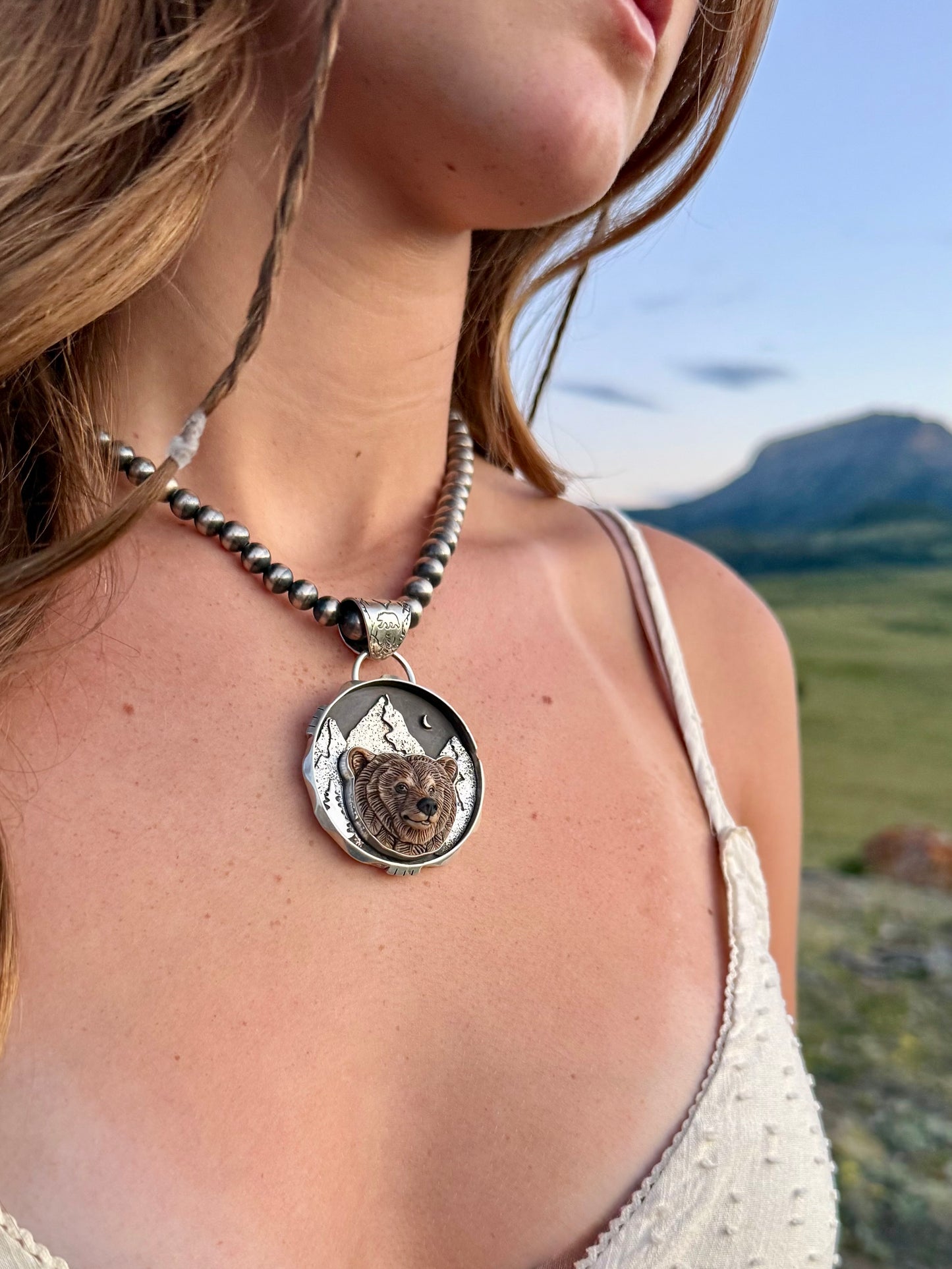 Porcelain Grizzly Bear Pendant | Montana Collection