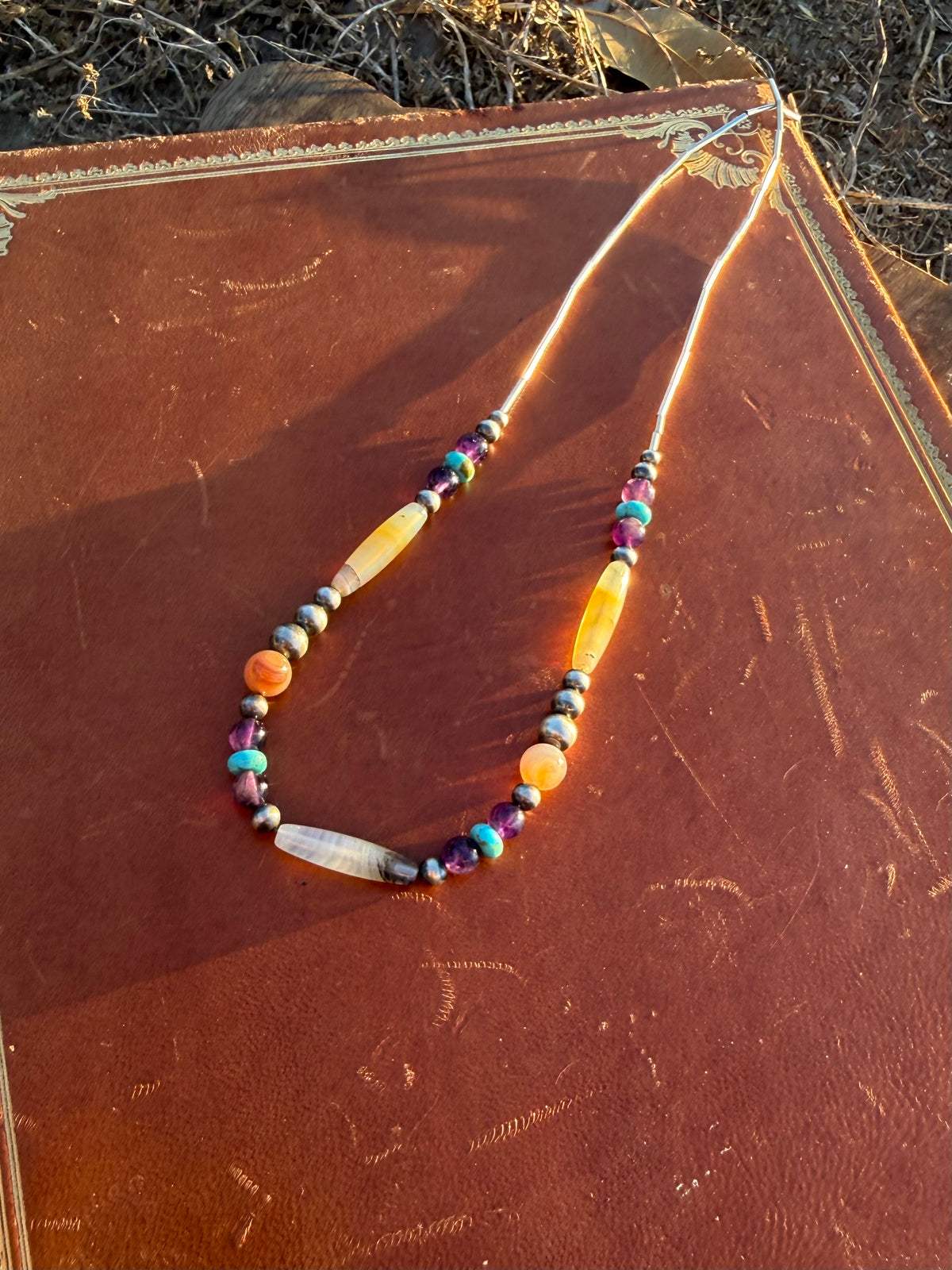 Montana Agate, Amethyst & Kingman Turquoise Liquid Silver Necklace | Montana Collection