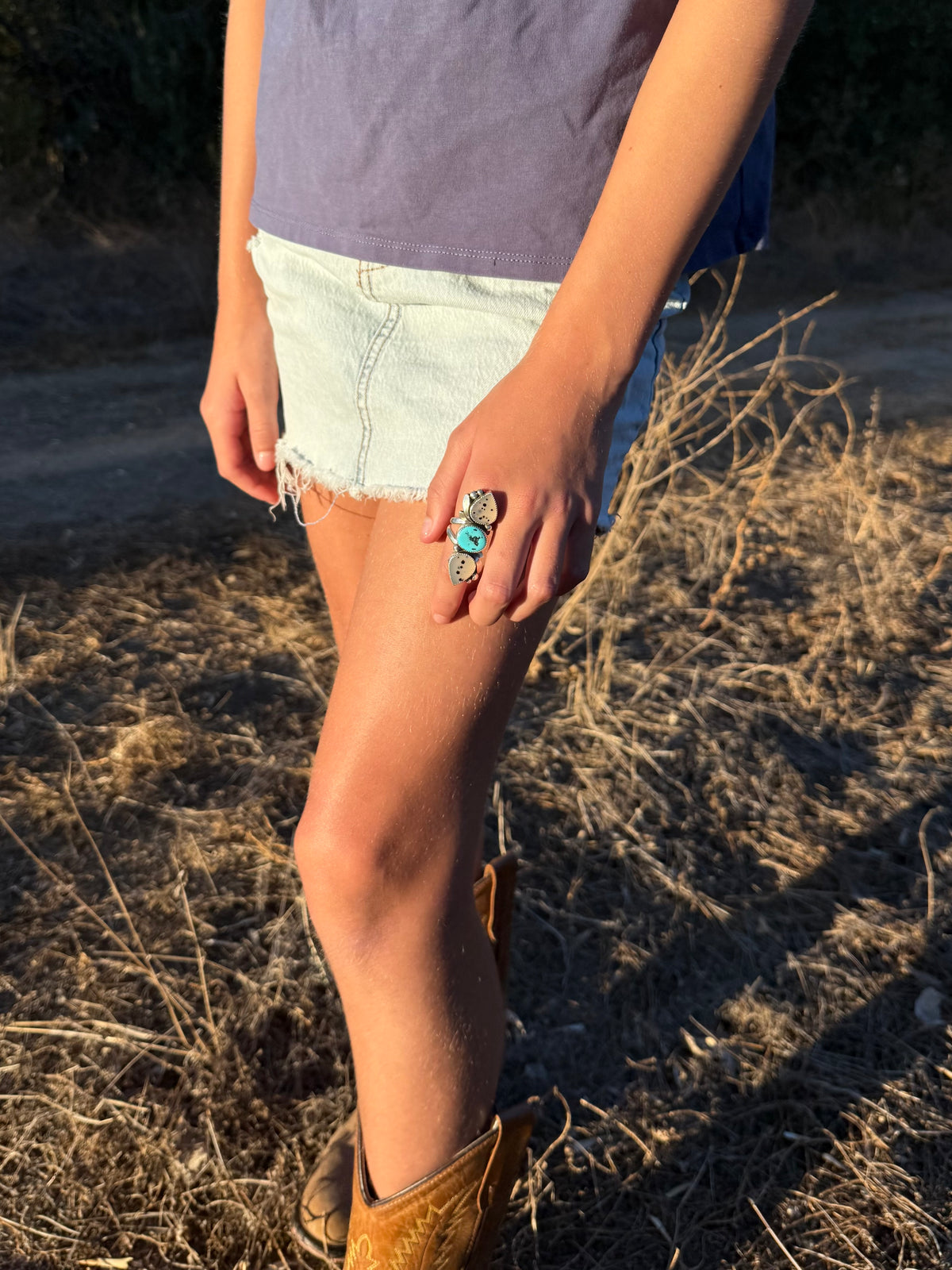 Montana Agate & Kingman Turquoise Crawler Ring | Sterling Silver | Montana Collection