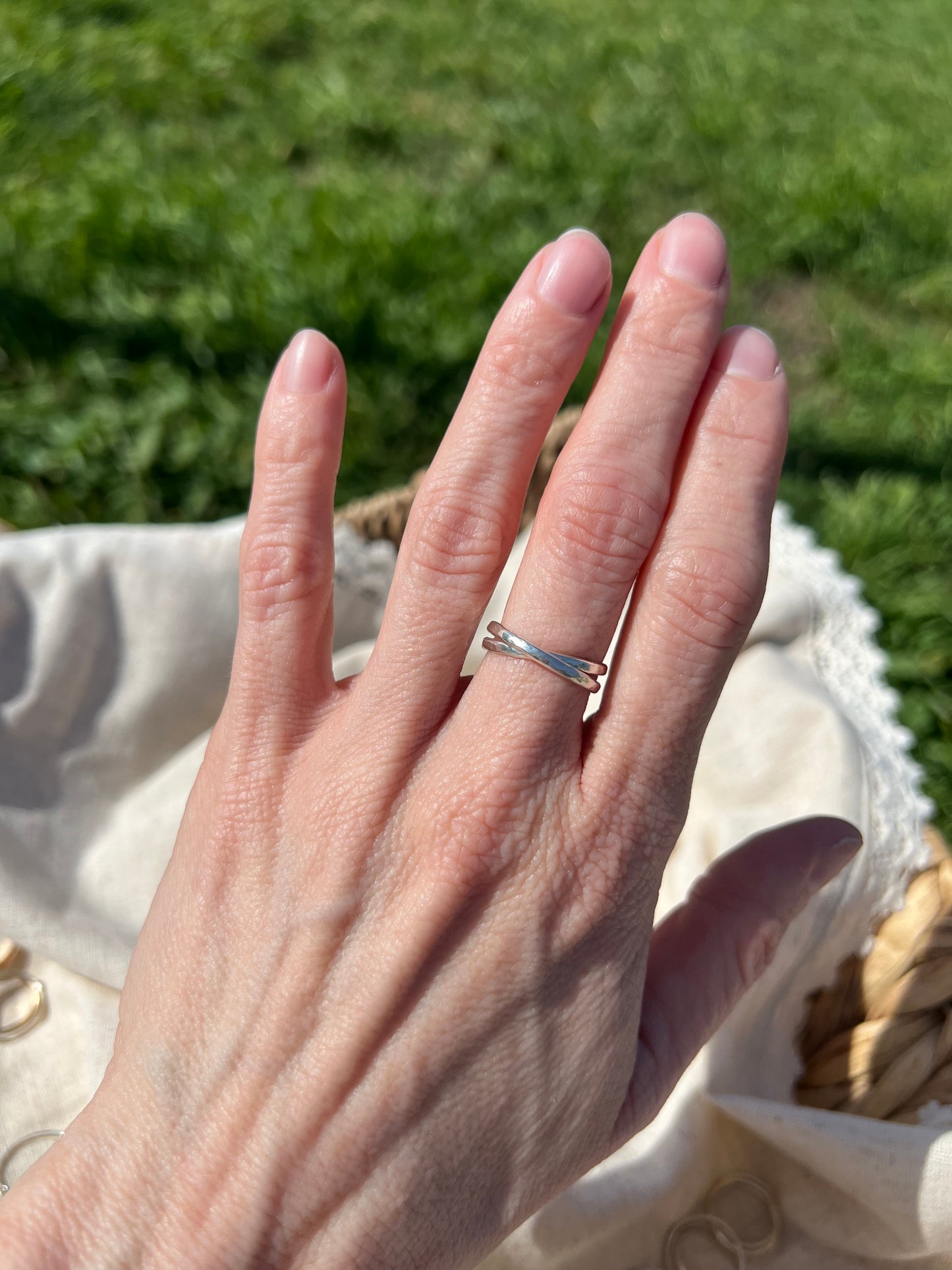 Hammered Link Ring