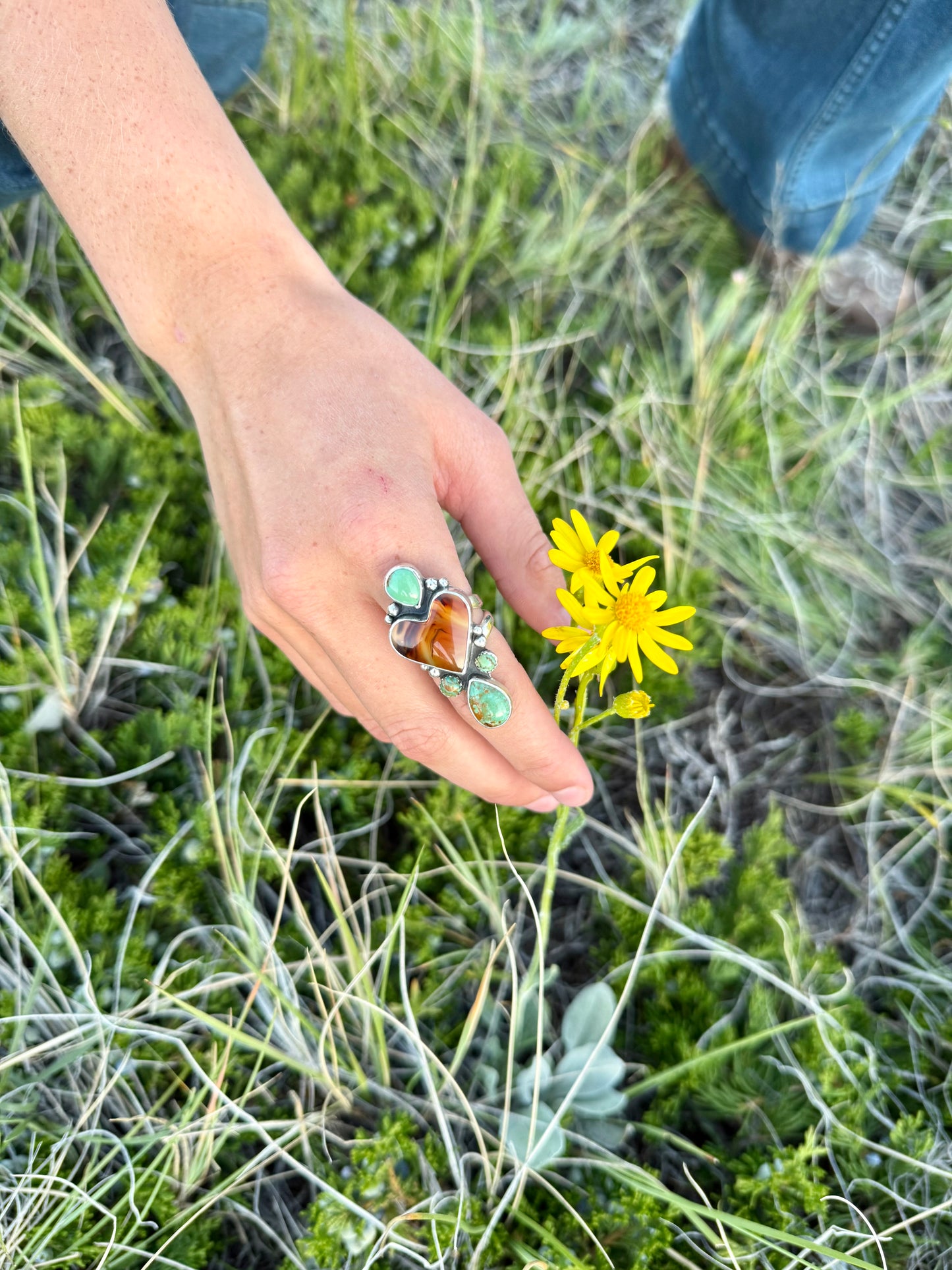 Montana Agate & Kingman Turquoise Split Shank Ring | Montana Collection