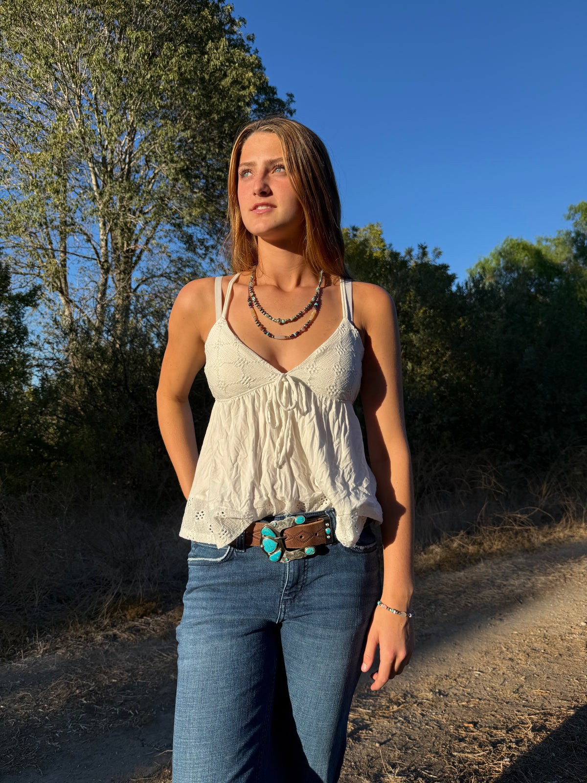 Hand Engraved Kingman Turquoise Belt Buckle & Keeper | Montana Collection