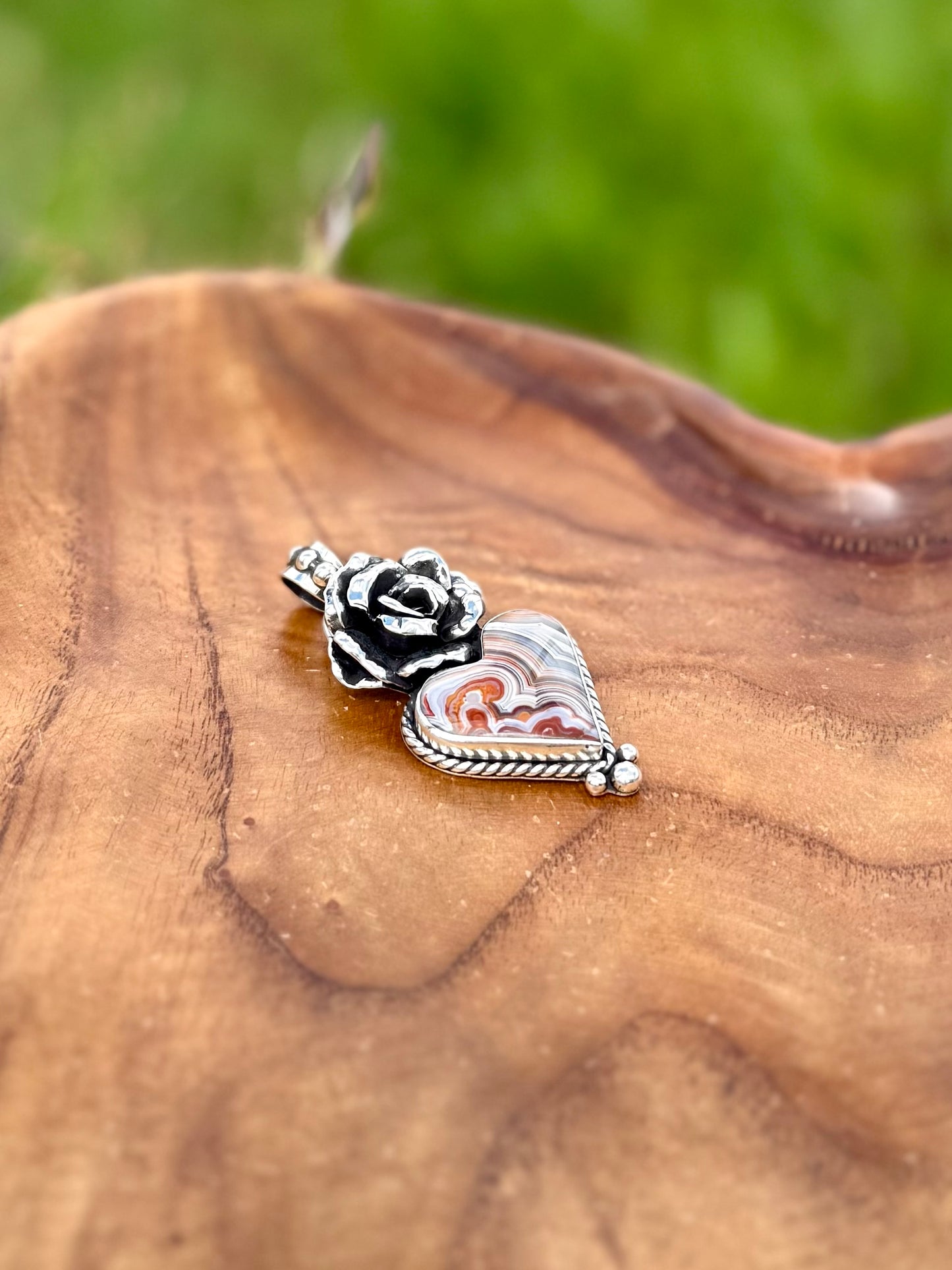 Laguna Agate Memorial Pendant + Sterling Silver V-Bar Necklaces - Custom for Merritt