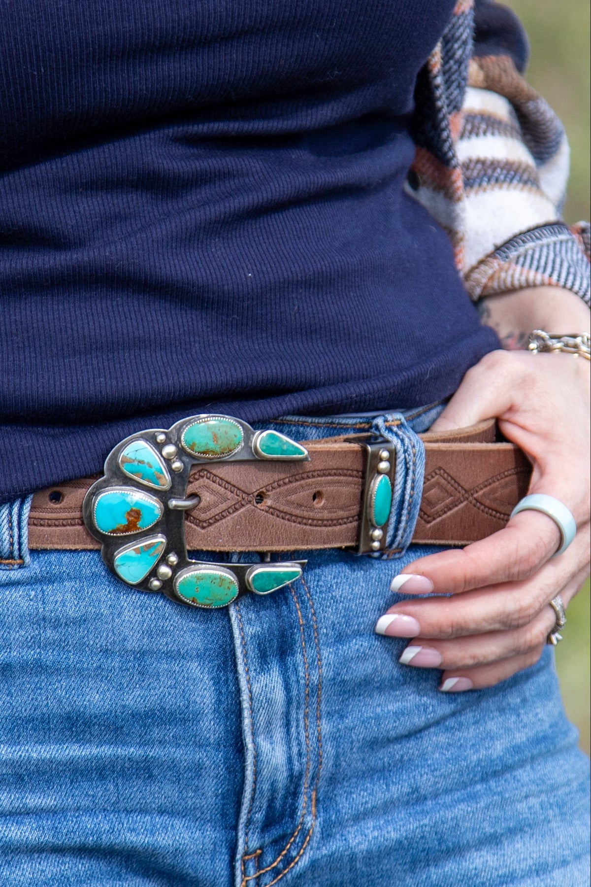 Ombré Royston Turquoise Belt Buckle & Keeper | Montana Collection