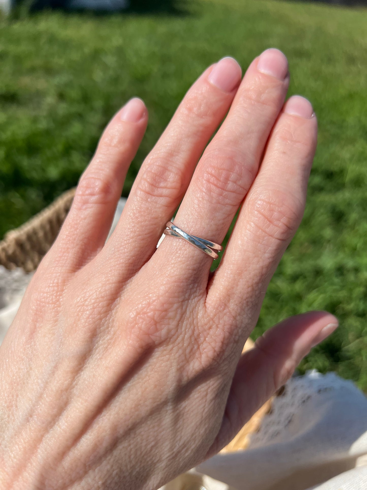 Hammered Link Ring