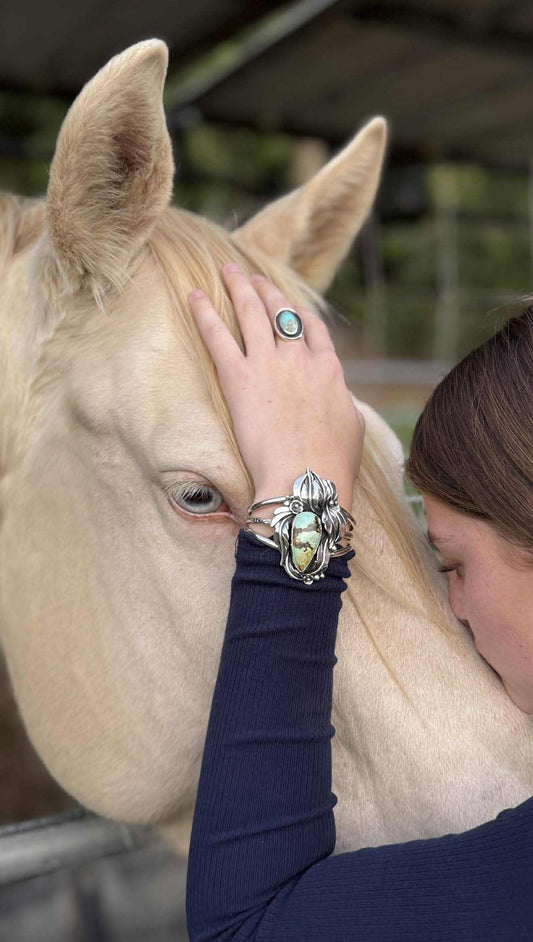 Black Jack stone cuff bracelet in sterling silver with bold dark tones