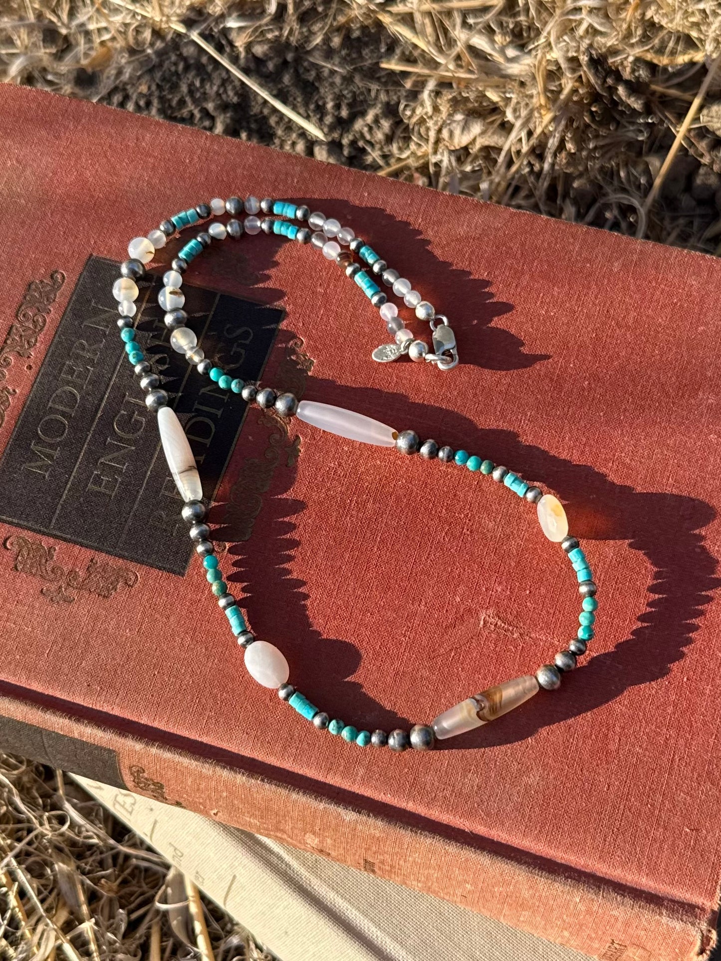Montana Agate & Kingman Turquoise Sterling Silver Beaded Necklace| Montana Collection