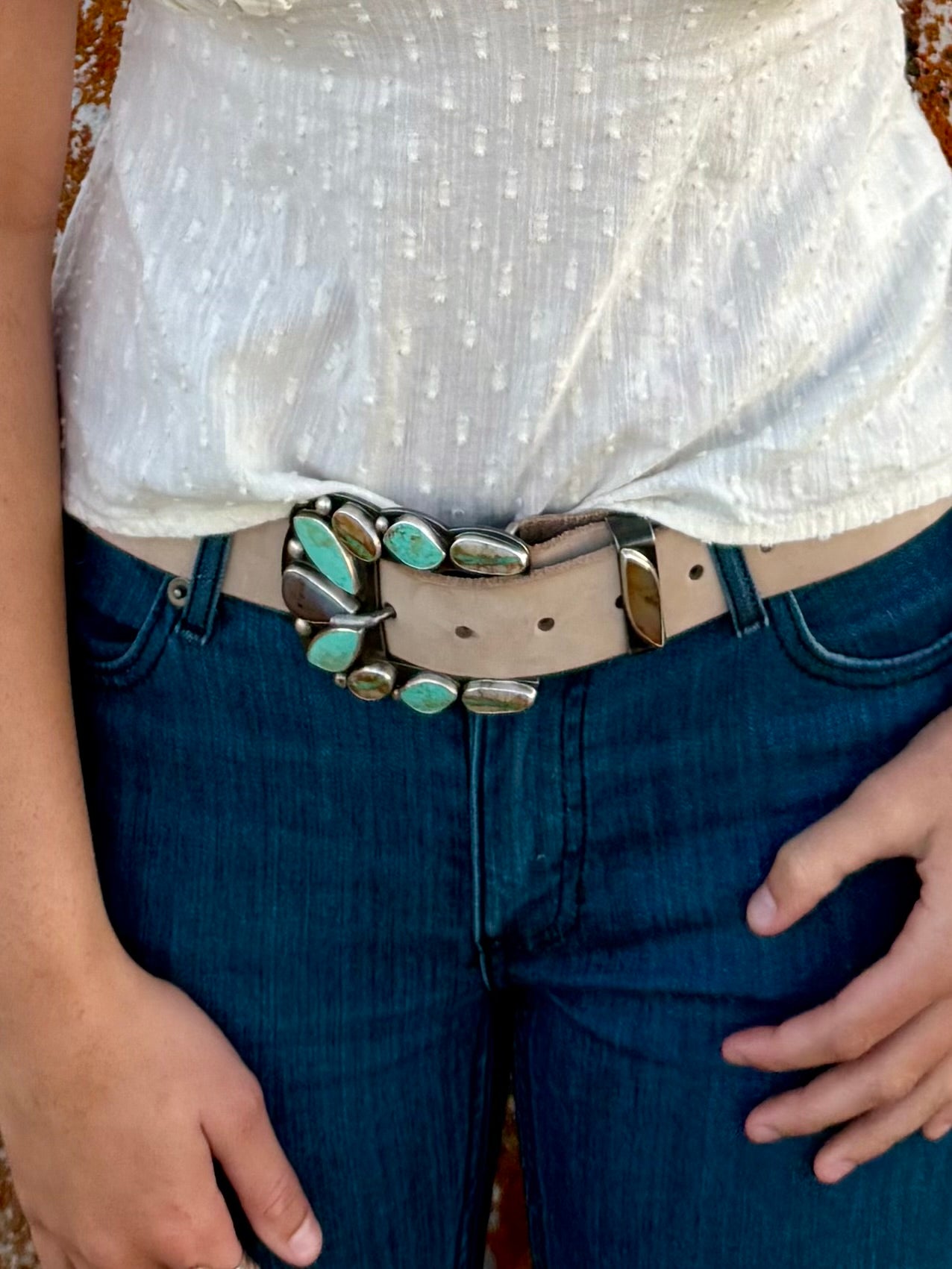 Royston Ribbon, Sonoran Mountain Turquoise & Montana Agate Belt Buckle | Montana Collection