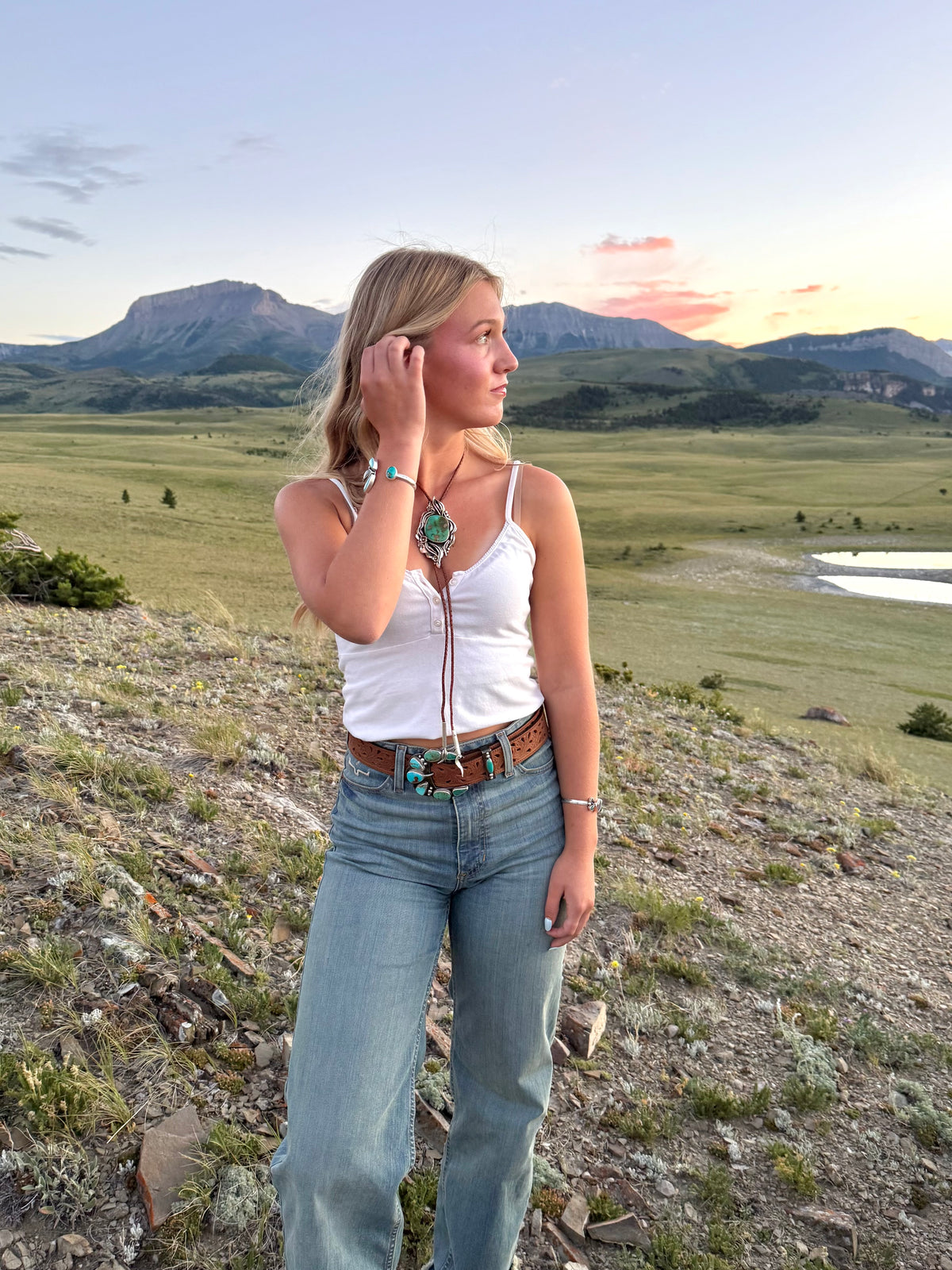 Ombré Royston Turquoise Belt Buckle & Keeper | Montana Collection