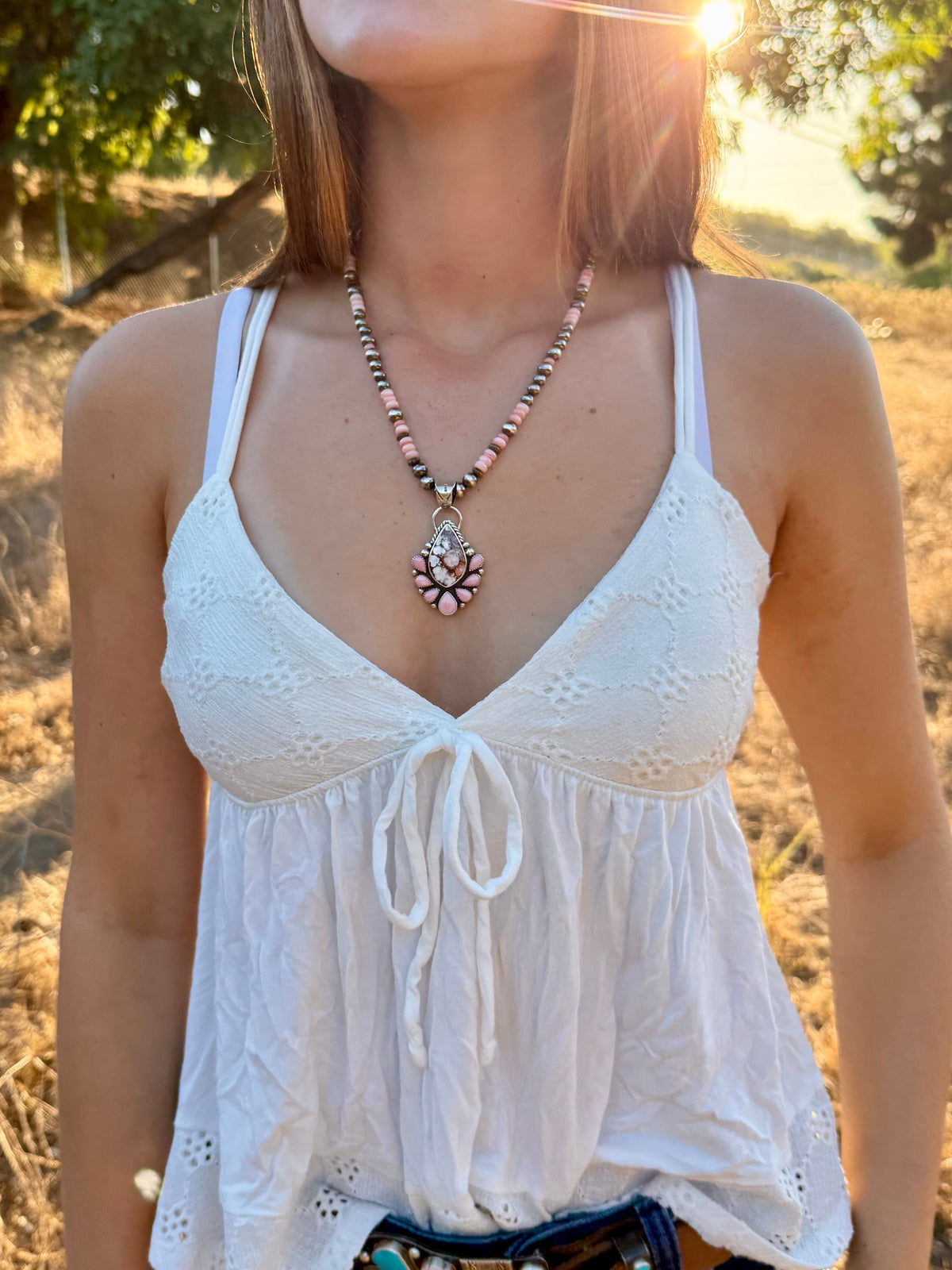 Wild Horse & Pink Conch Sterling Silver Pendant | Montana Collection