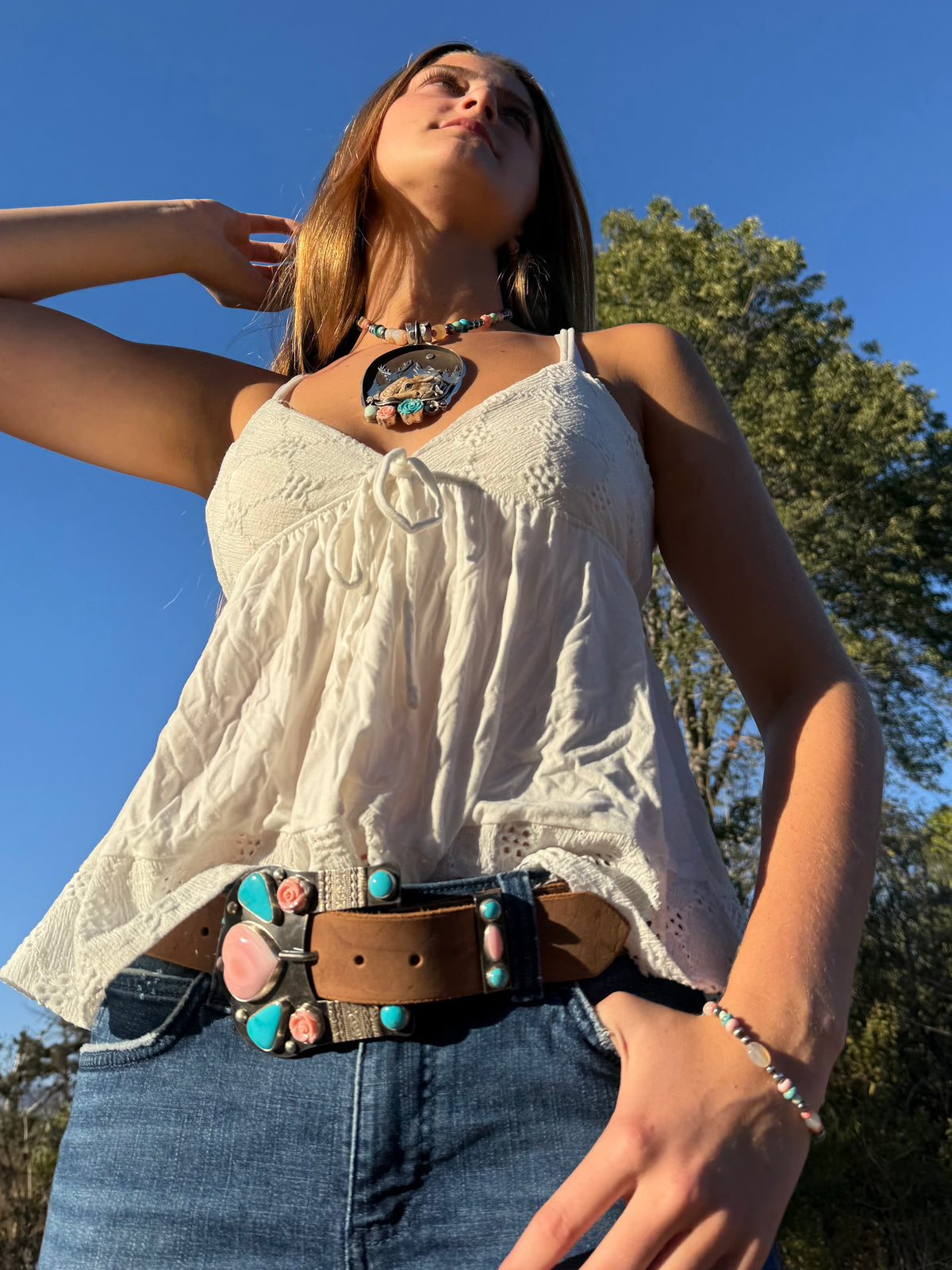 Kingman Turquoise, Royston & Pink Conch Belt Buckle with Keeper | Montana Collection