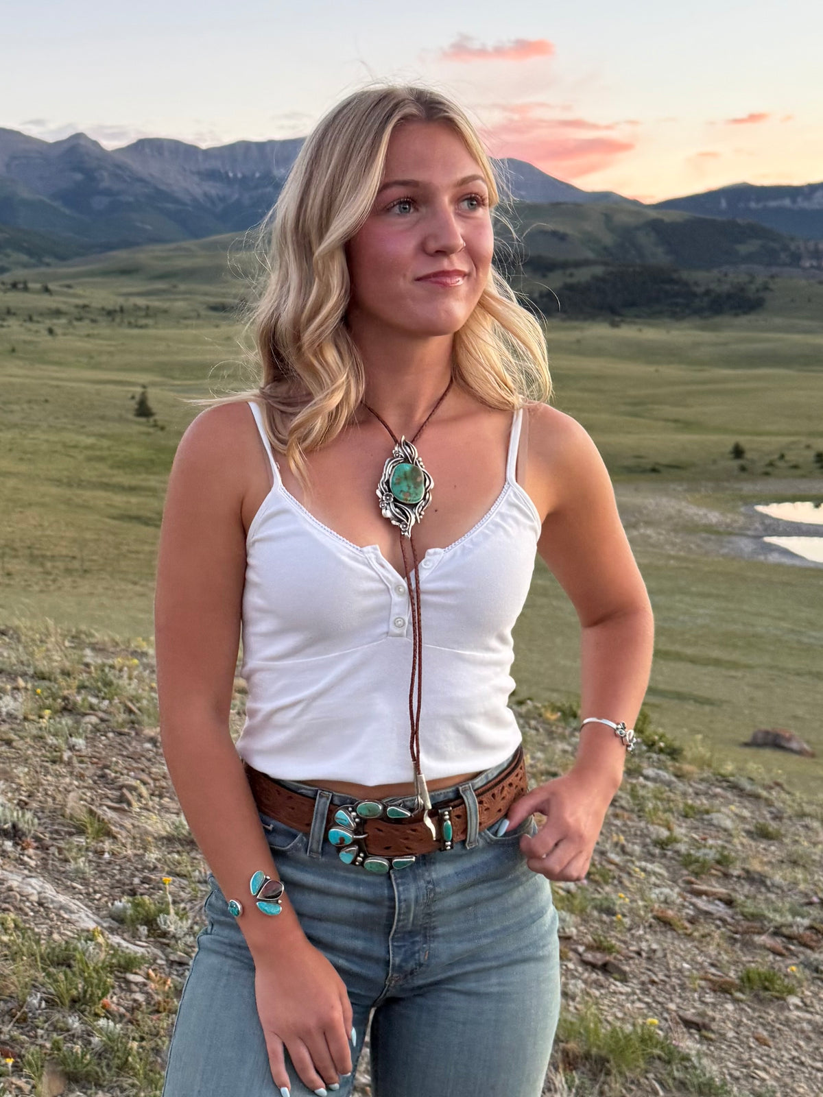 Ombré Royston Turquoise Belt Buckle & Keeper | Montana Collection