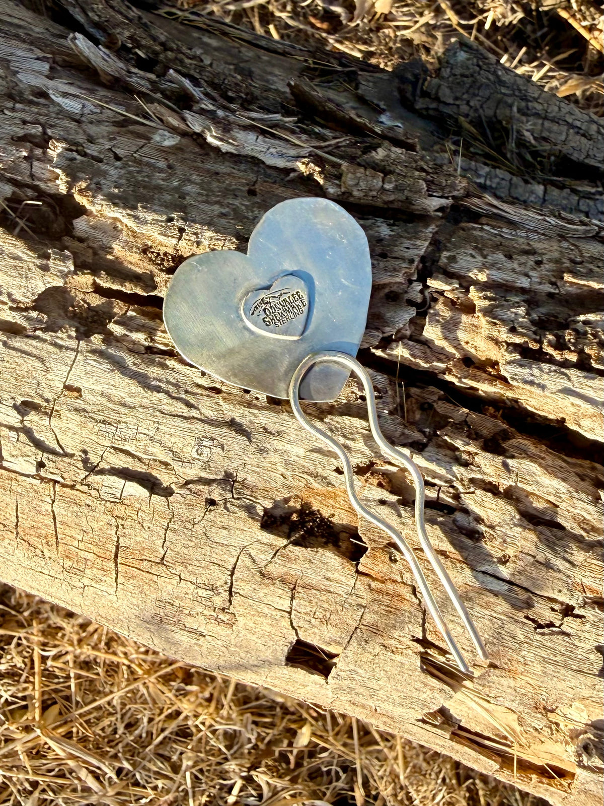 Mixed Turquoise Heart Sterling Silver Hair Pin | Ear Mountain | Montana Collection