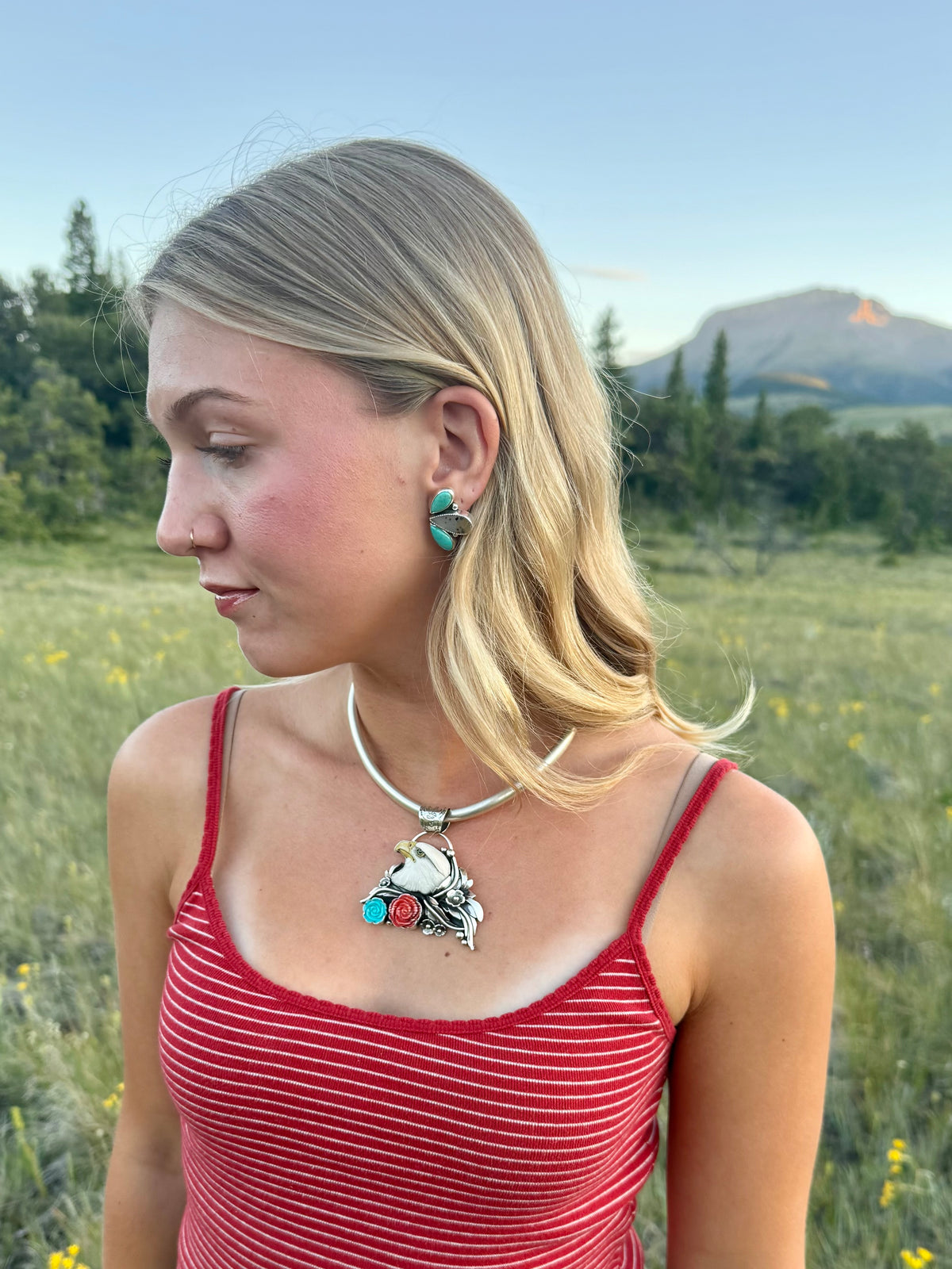 Montana Agate & Kingman Turquoise Sterling Silver Earrings | Montana Collection