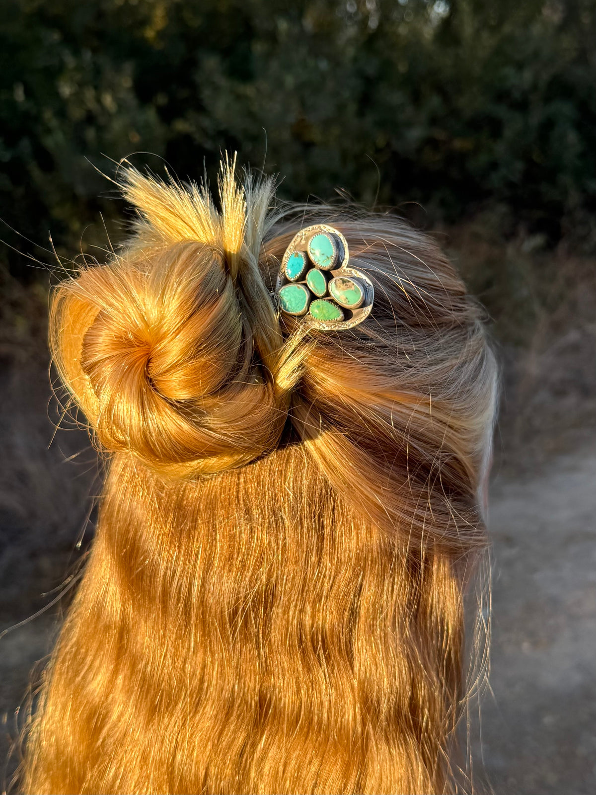 Mixed Turquoise Heart Sterling Silver Hair Pin | Ear Mountain | Montana Collection