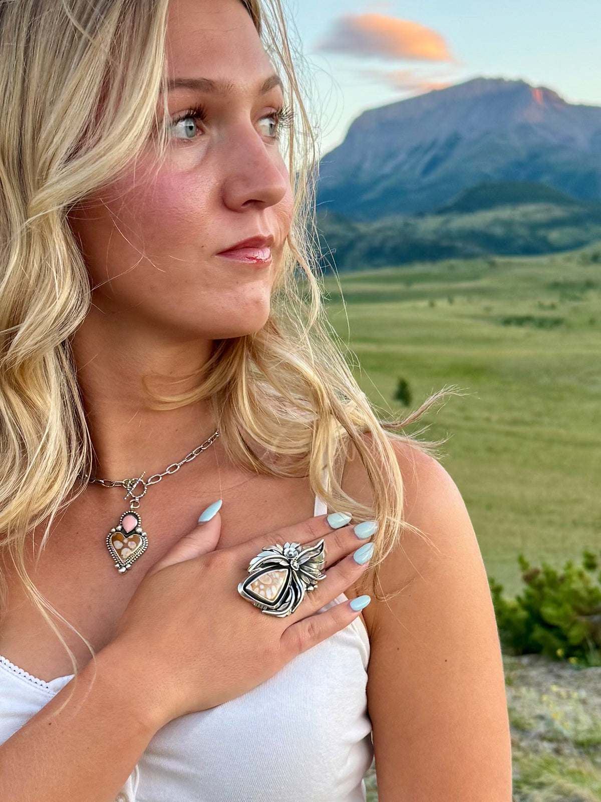 Spotted Fawn Jasper Botanical Statement Ring | Sterling Silver | Montana Collection