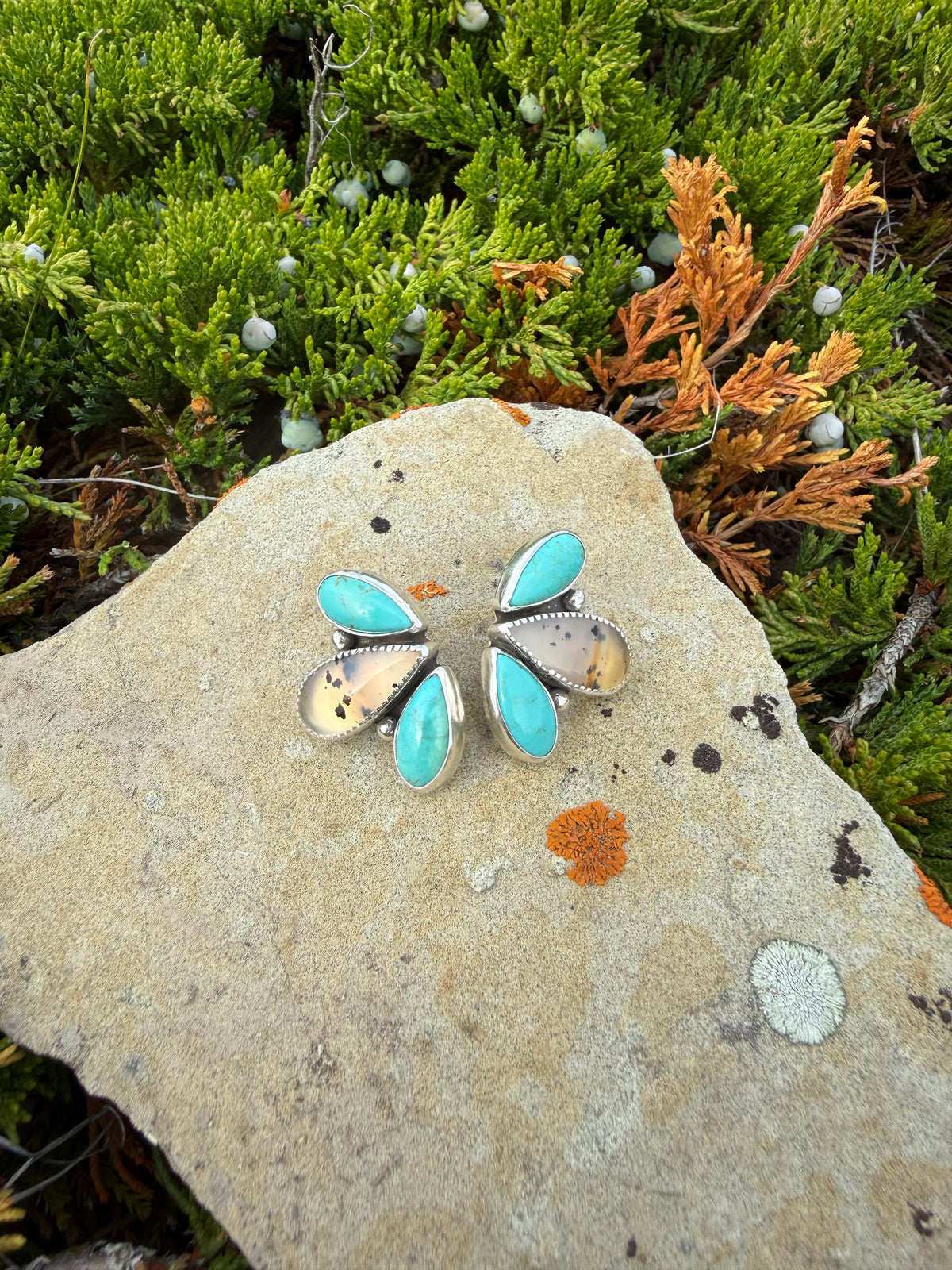 Montana Agate & Kingman Turquoise Sterling Silver Earrings | Montana Collection