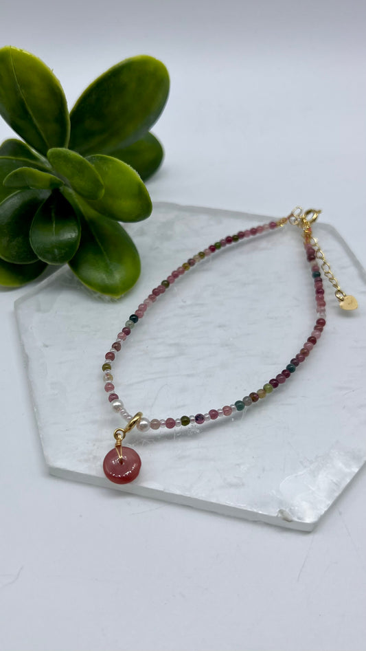 Mixed Tourmaline Donut Anklet