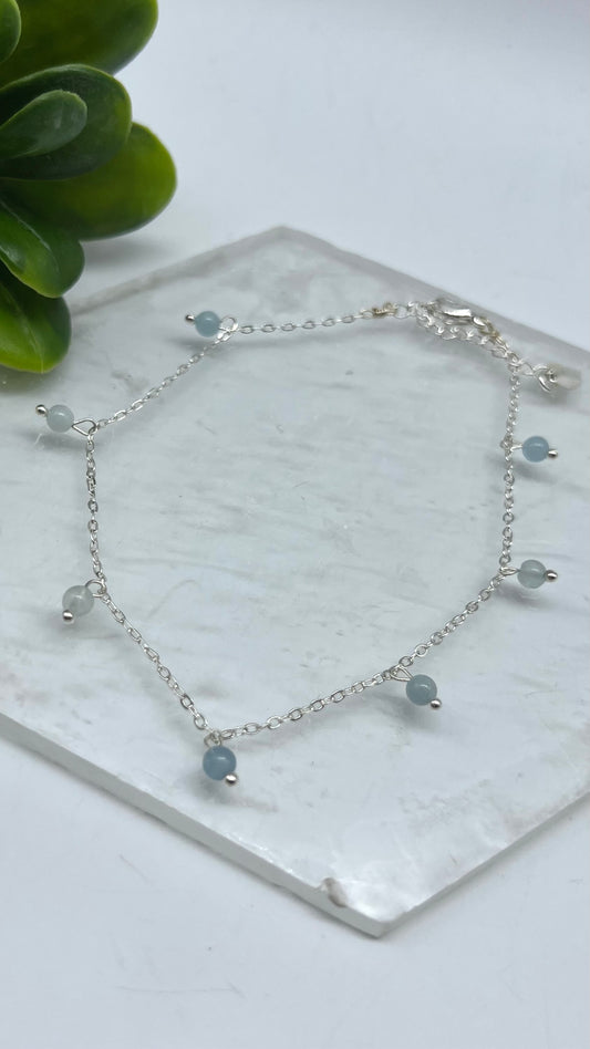 Aquamarine Anklet - Courage, Calming, stress relief, Intuition