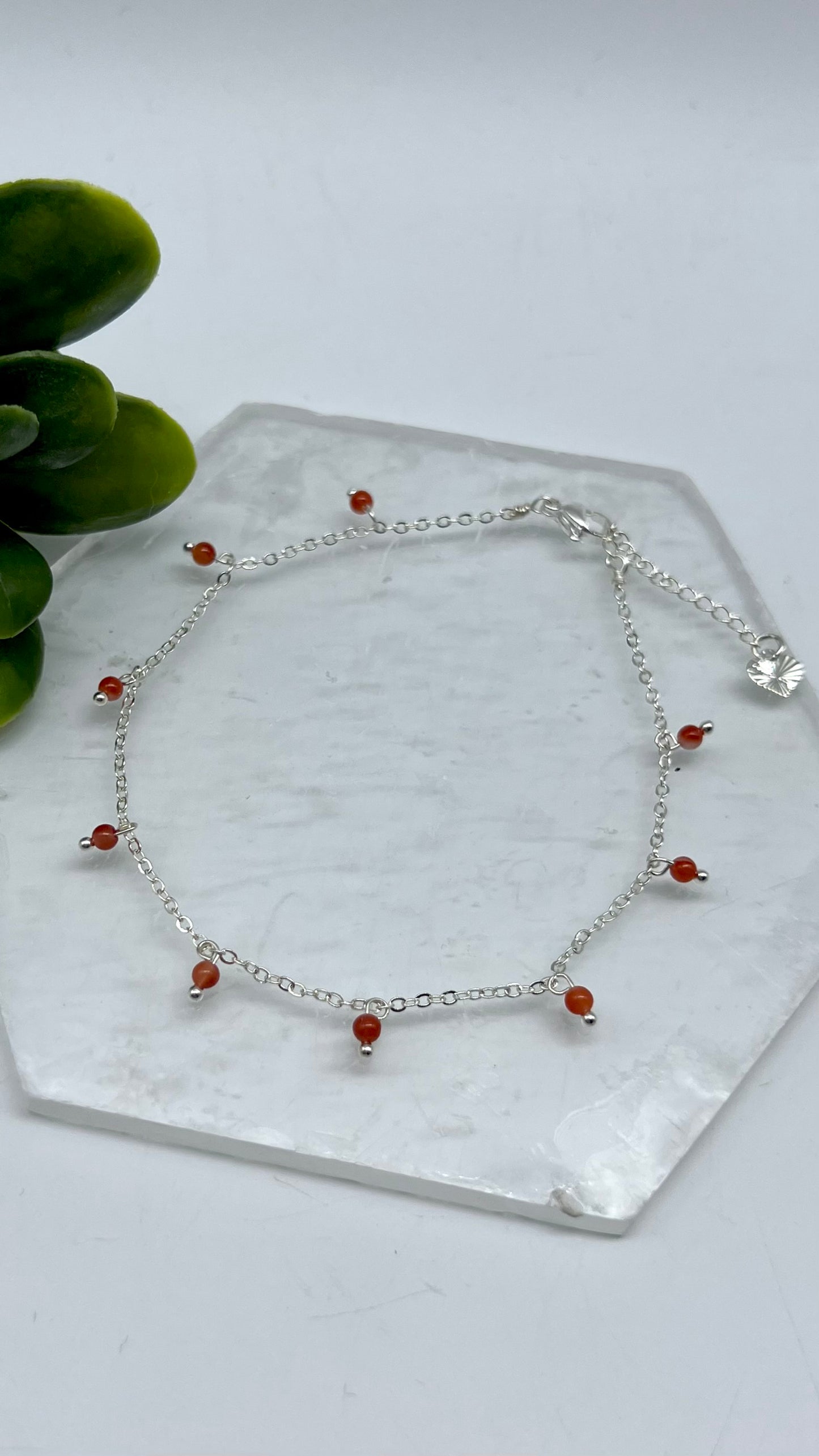 Carnelian Anklet - Confidence, Creativity, Passion, Release Jealousy & Rage