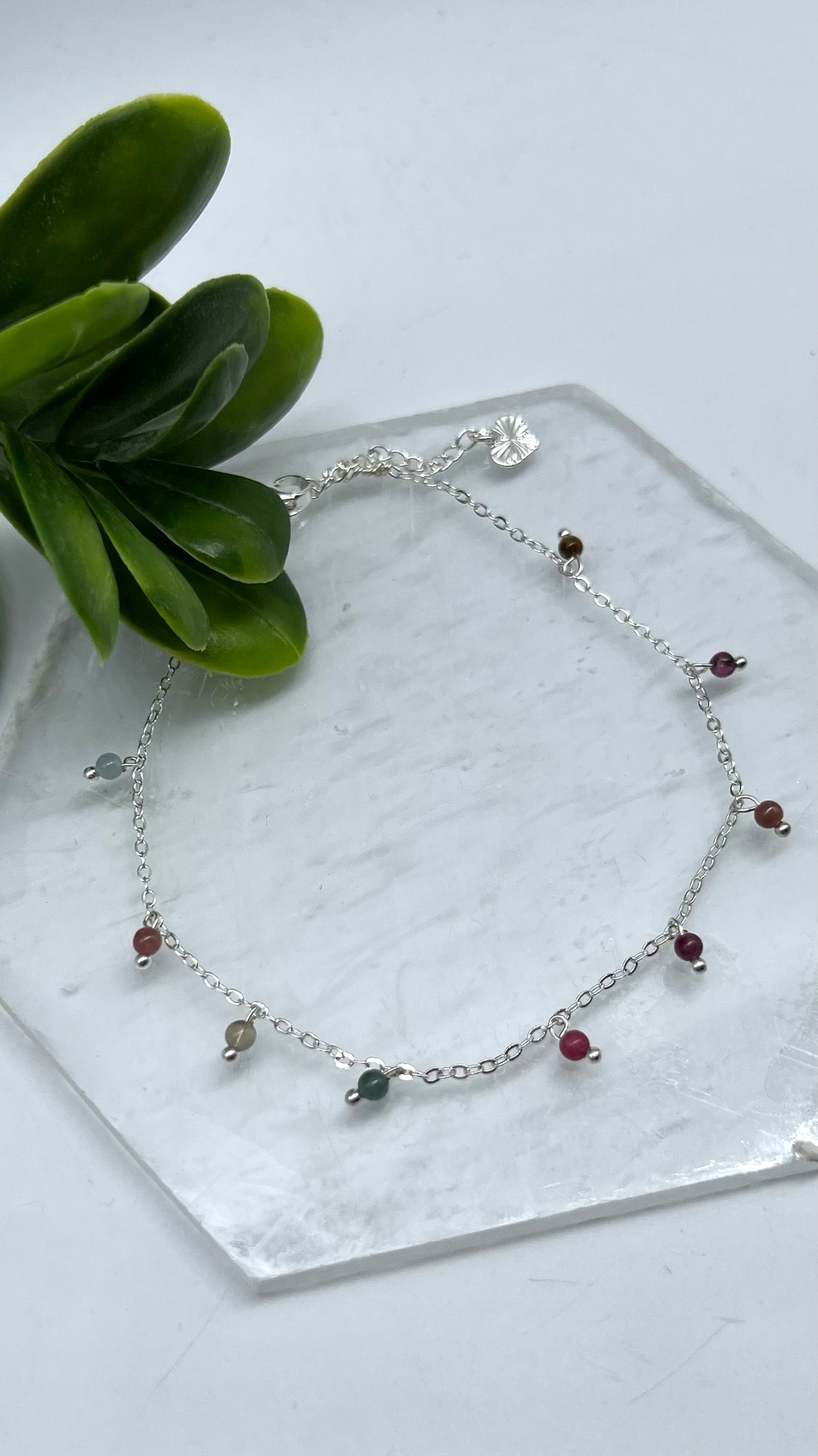 Mixed Tourmaline Anklet - Love, Relationships, PTSD, Passion, Relaxation, Joy