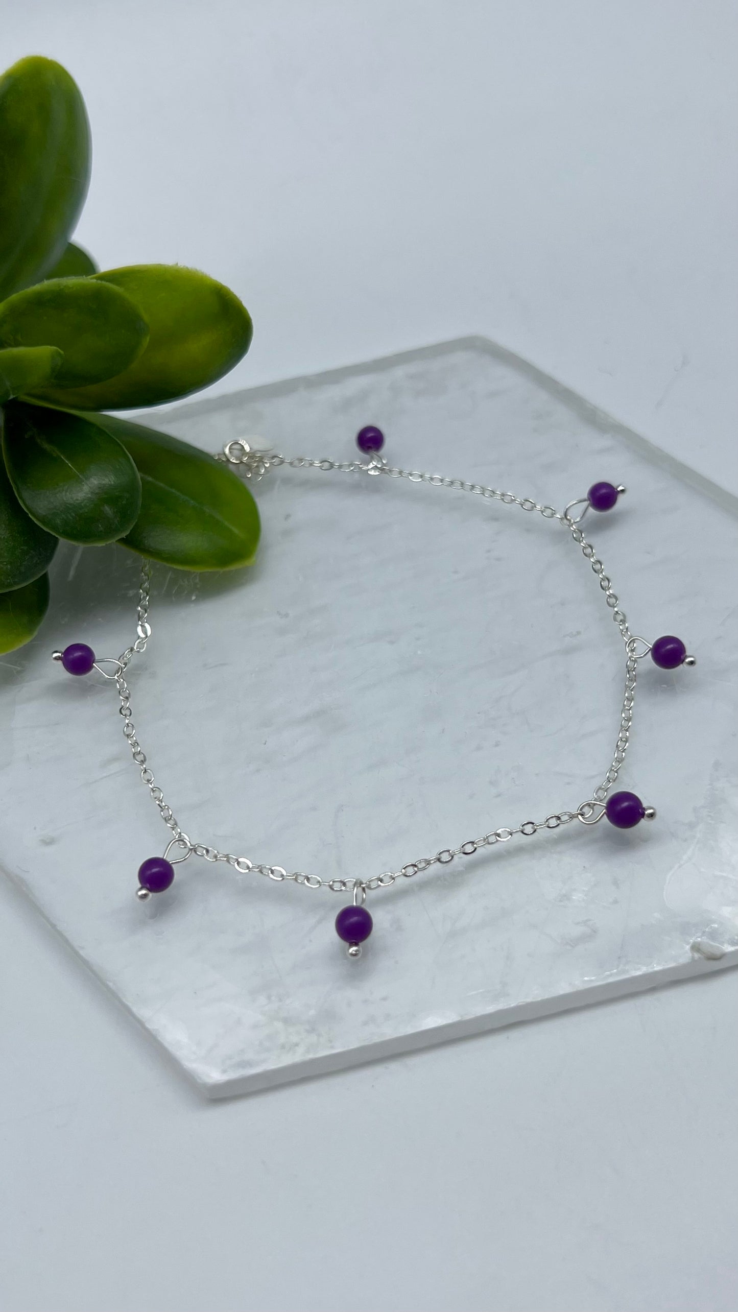 Lepidolite Anklet - Stress Relief, Calming, Love, Anxiety, Joy, Balance