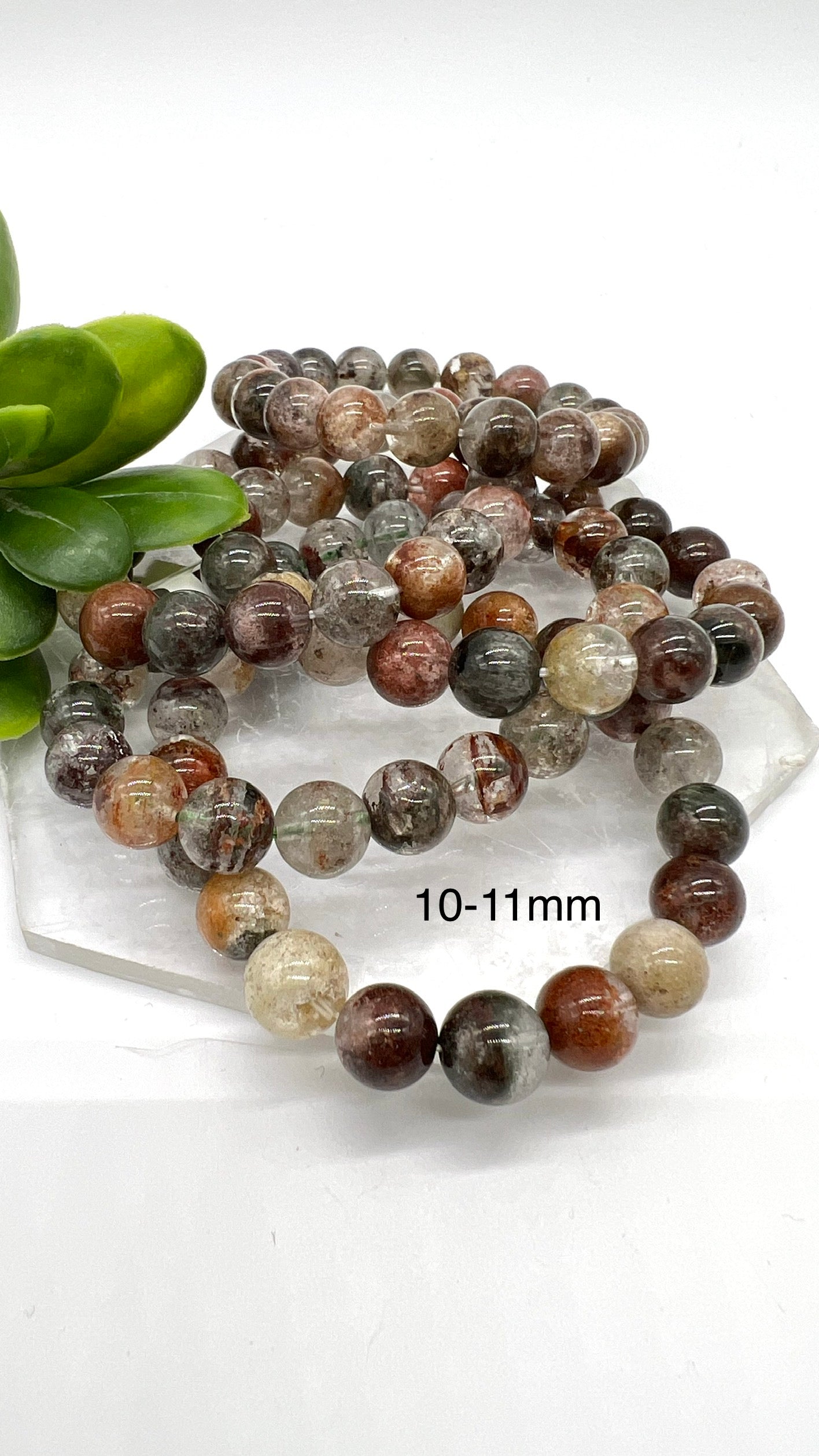 4 Seasons HQ Lodalite layered Garden Quartz Phantom Bracelet - Cleansing, Healing, Energy, Focus, Balance